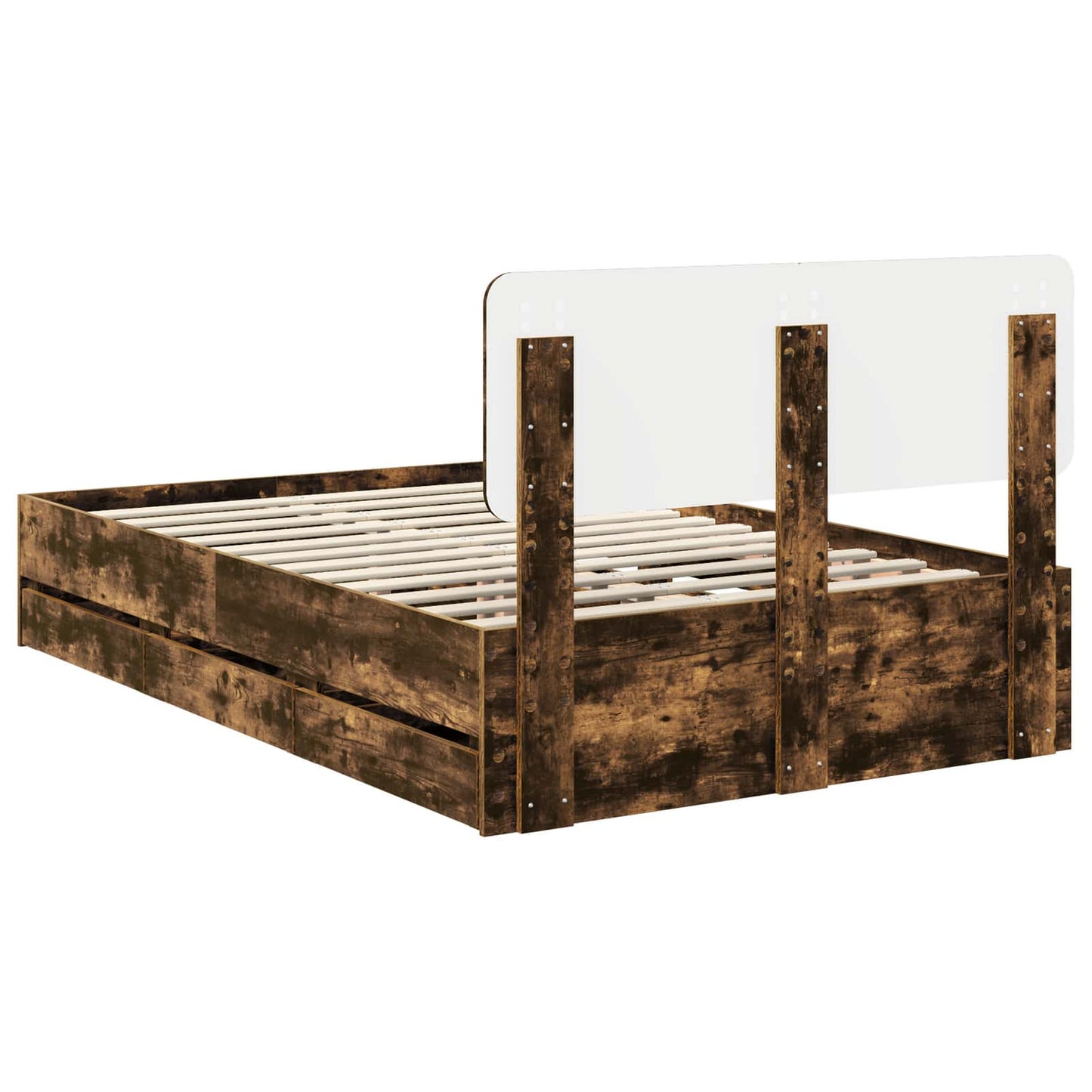 Bed Frame with Drawer Smoked Oak 120 x 190 cm Engineered Wood