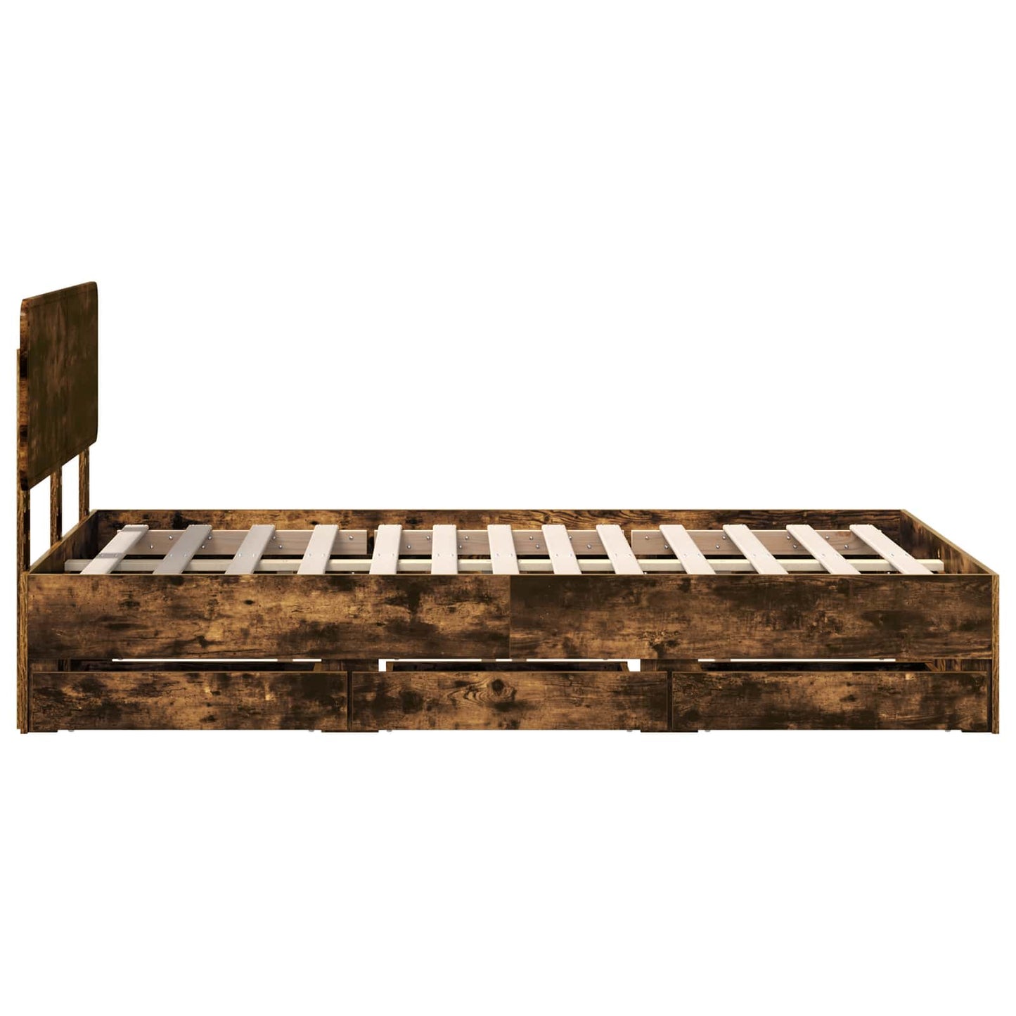 Bed Frame with Drawer Smoked Oak 120 x 190 cm Engineered Wood