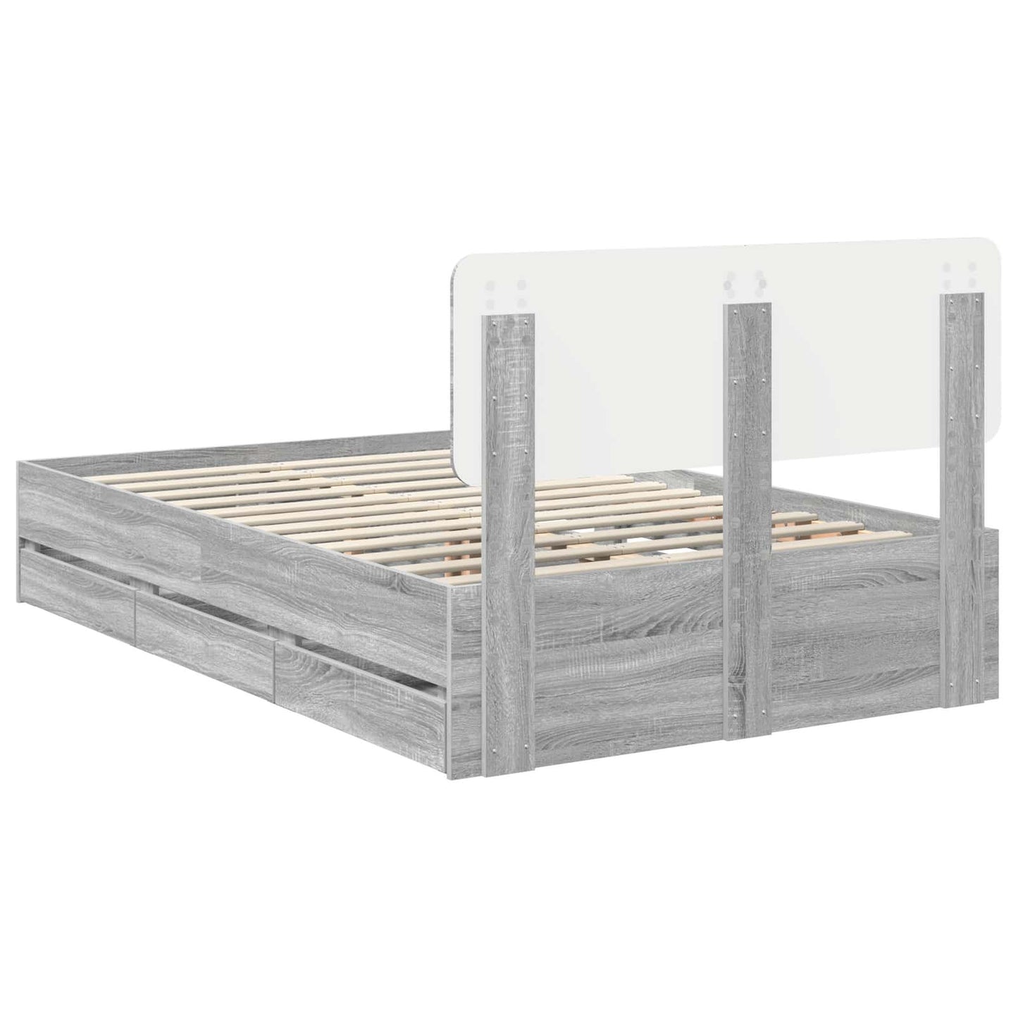 Bed Frame with Drawer Grey Sonoma 120 x 190 cm Engineered Wood