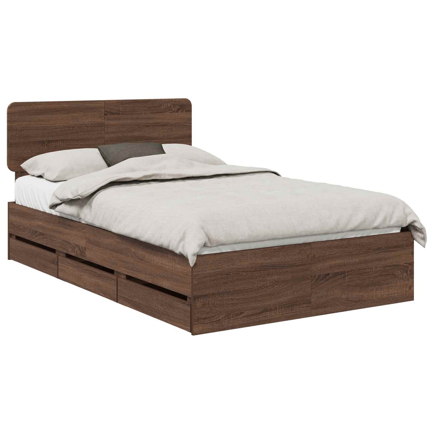 Bed Frame with Drawer Brown Oak 120 x 190 cm Engineered Wood