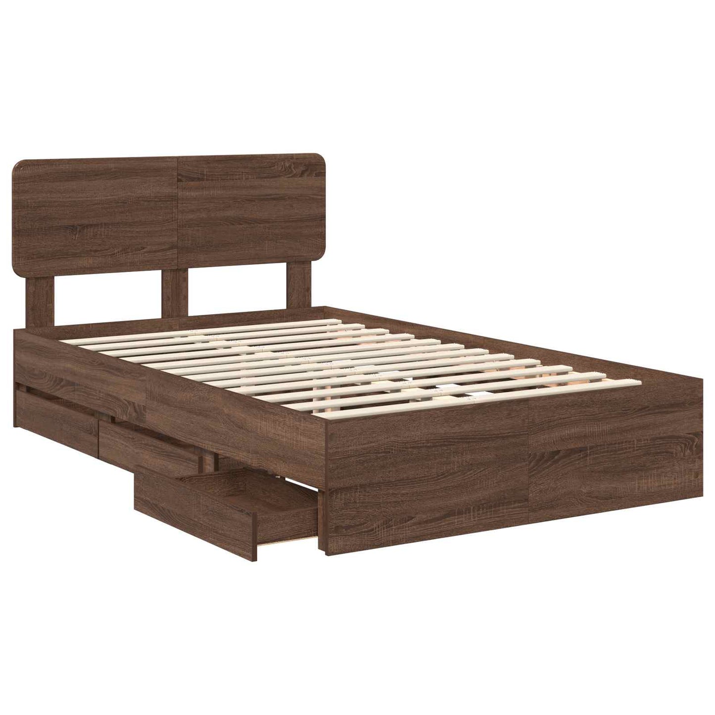 Bed Frame with Drawer Brown Oak 120 x 190 cm Engineered Wood