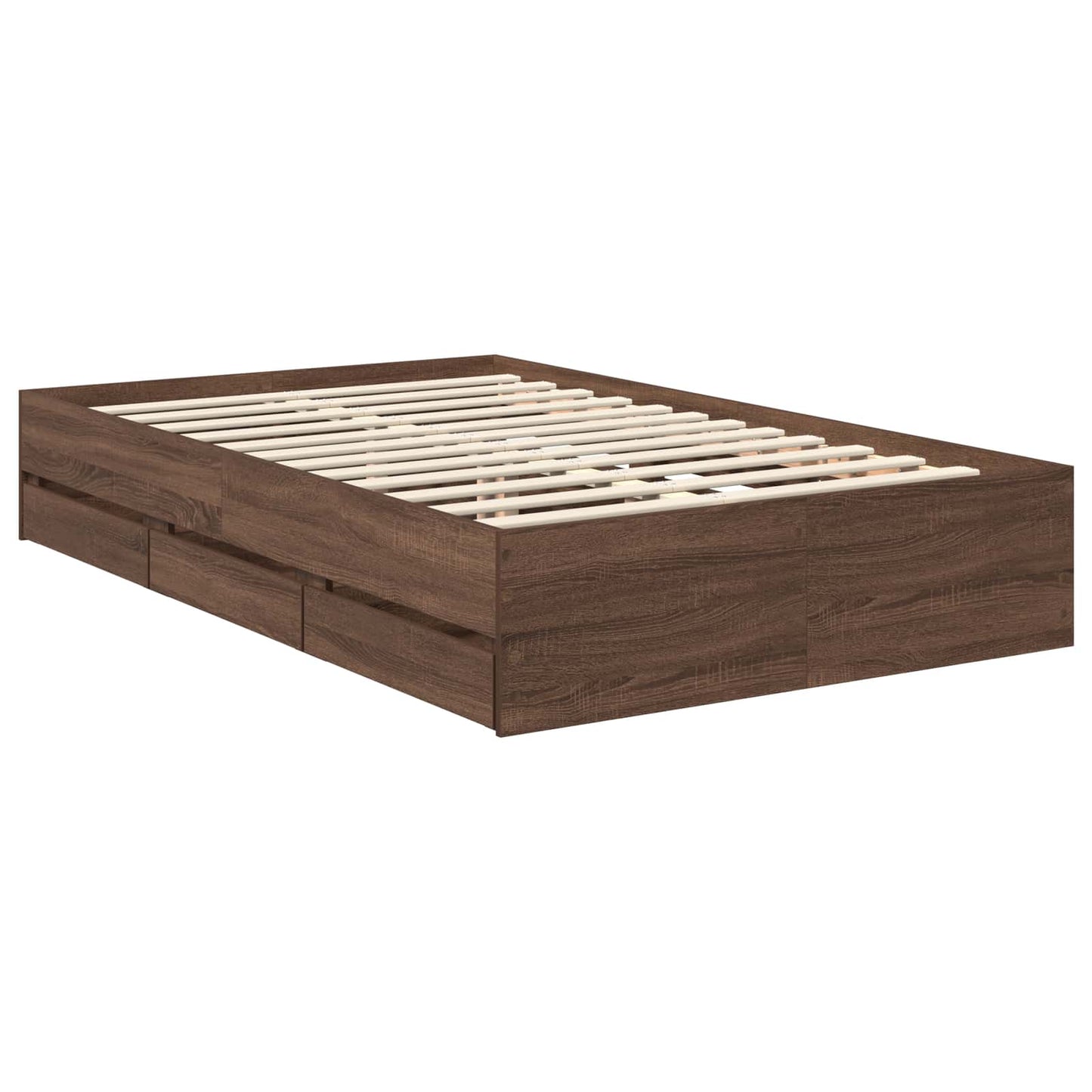 Bed Frame with Drawer Brown Oak 120 x 190 cm Engineered Wood