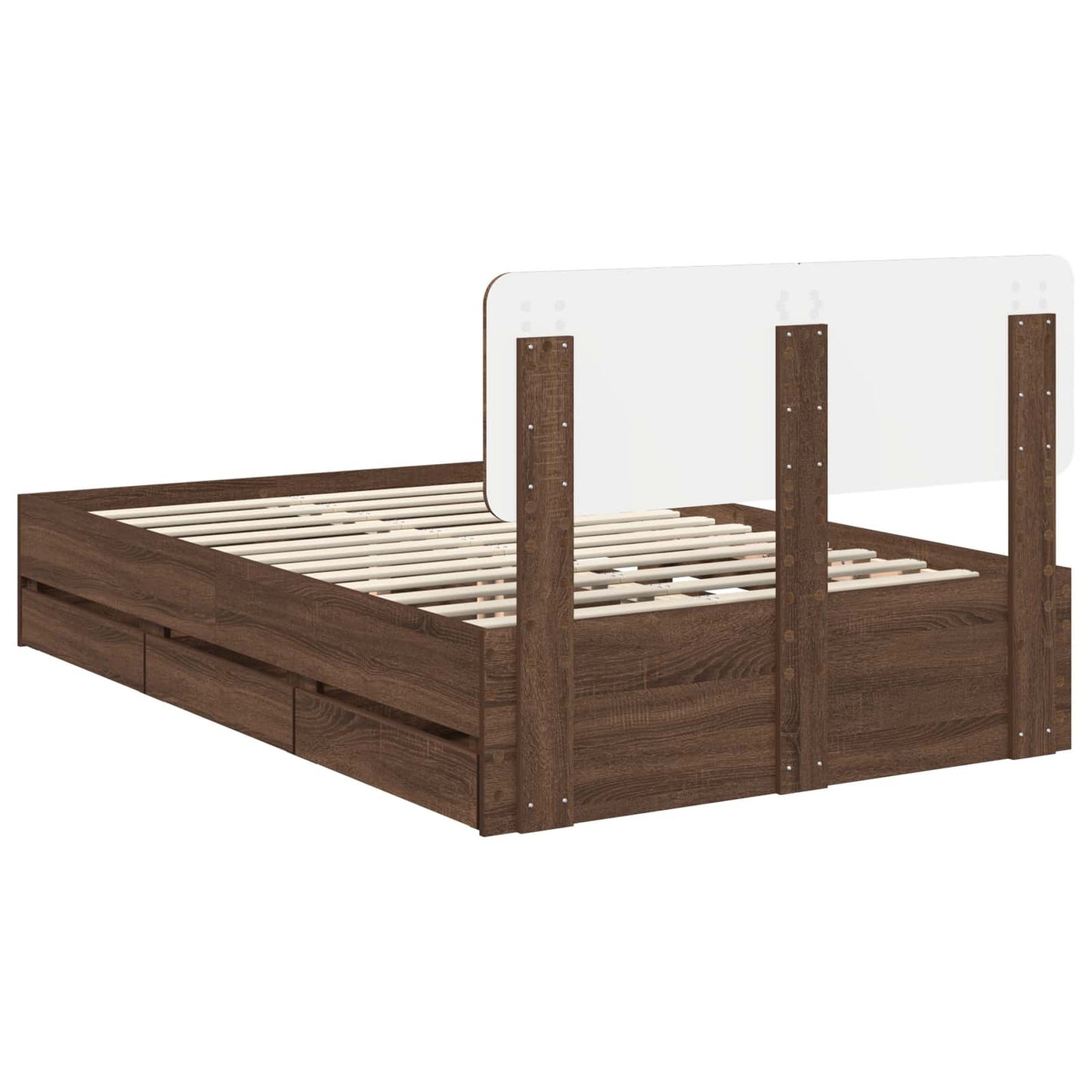 Bed Frame with Drawer Brown Oak 120 x 190 cm Engineered Wood