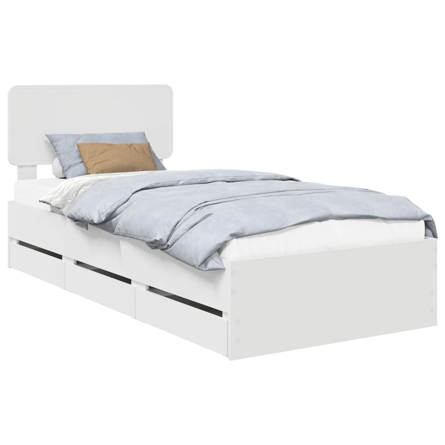 Bed Frame with Drawer White 100 x 200 cm Engineered Wood