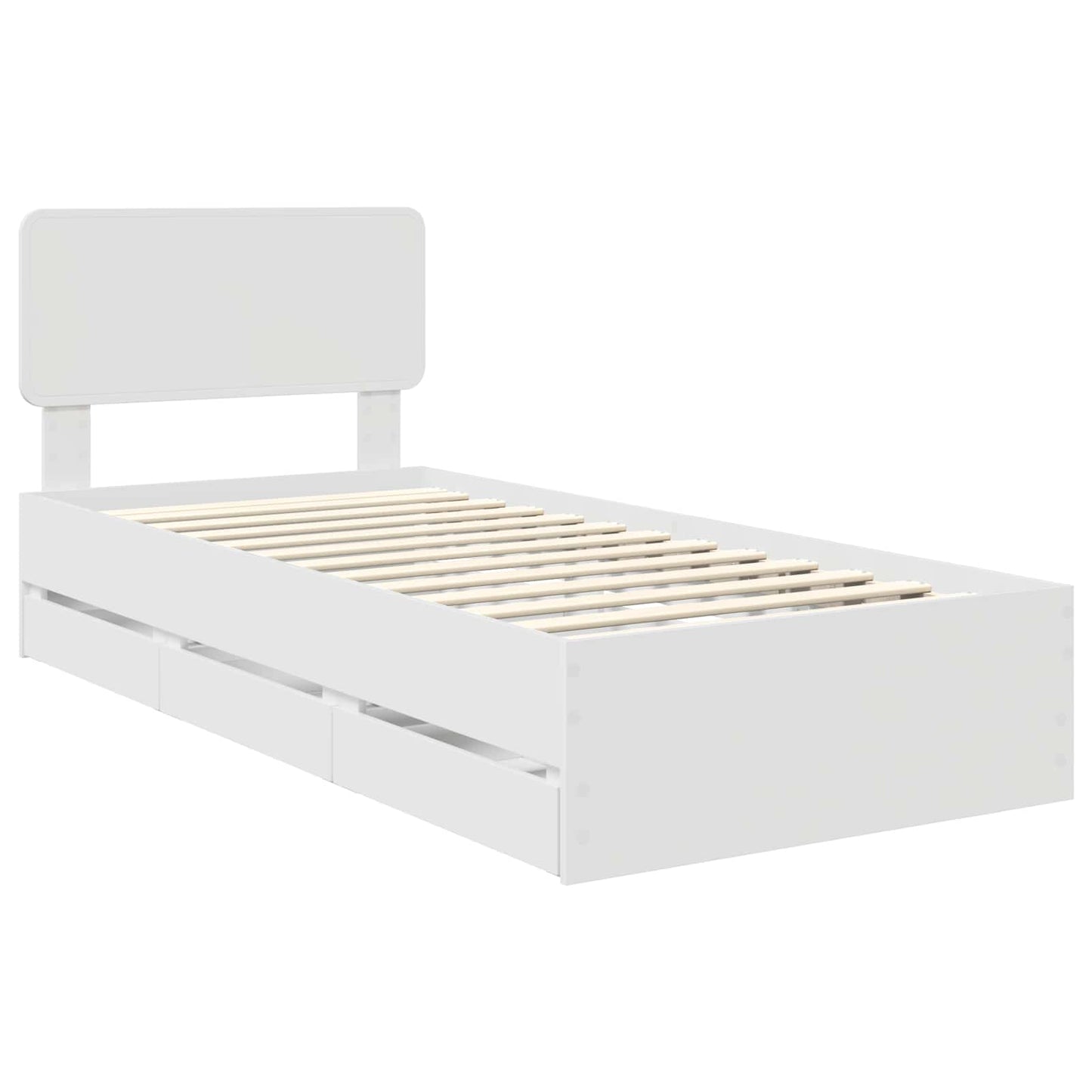 Bed Frame with Drawer White 100 x 200 cm Engineered Wood