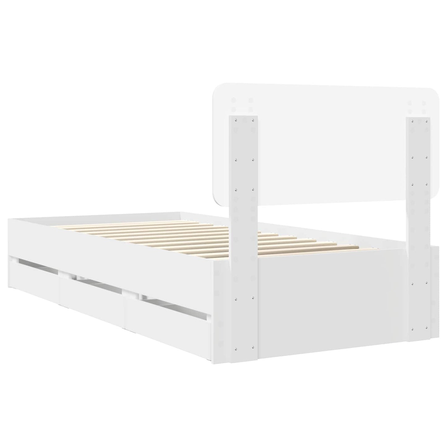 Bed Frame with Drawer White 100 x 200 cm Engineered Wood