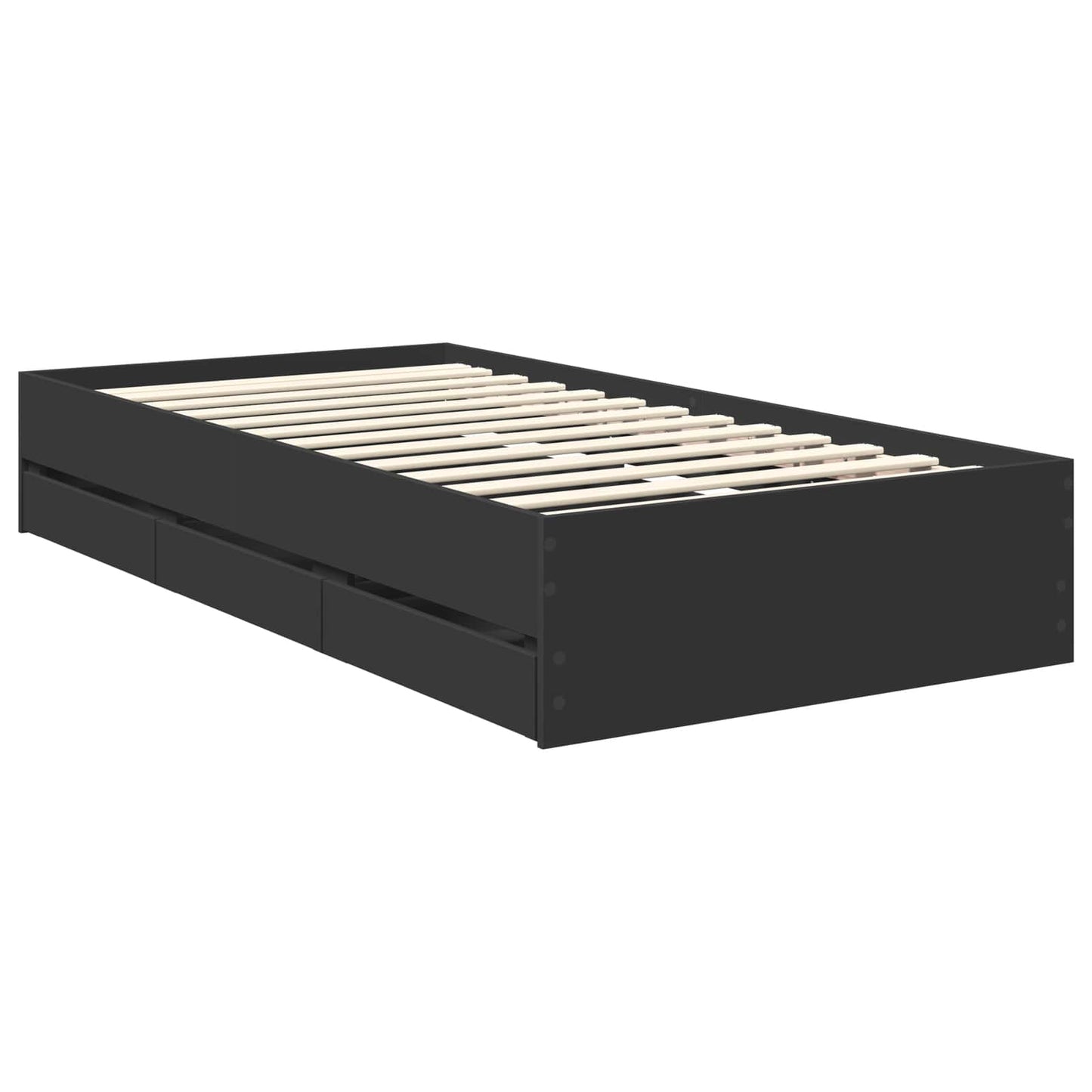 Bed Frame with Drawer Black 100 x 200 cm Engineered Wood
