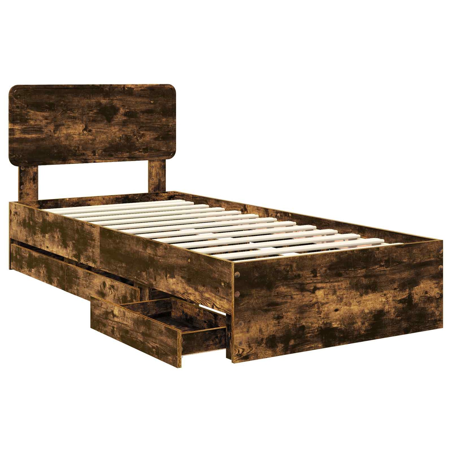 Bed Frame with Drawer Smoked Oak 100 x 200 cm Engineered Wood
