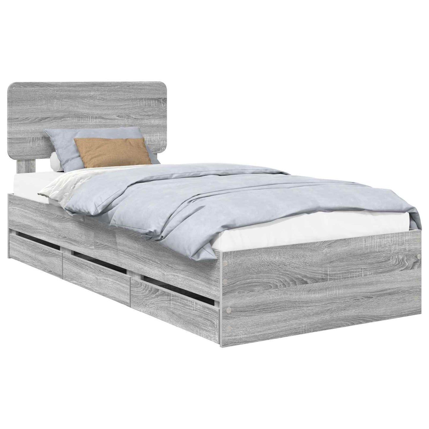 Bed Frame with Drawer Grey Sonoma 100 x 200 cm Engineered Wood