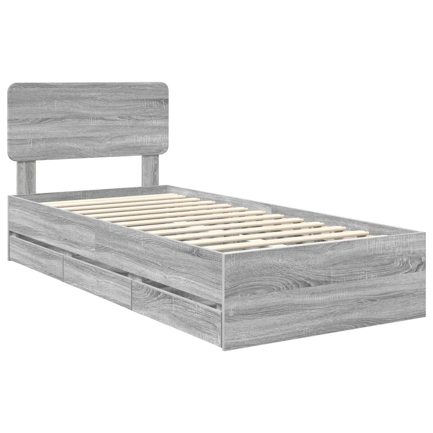 Bed Frame with Drawer Grey Sonoma 100 x 200 cm Engineered Wood