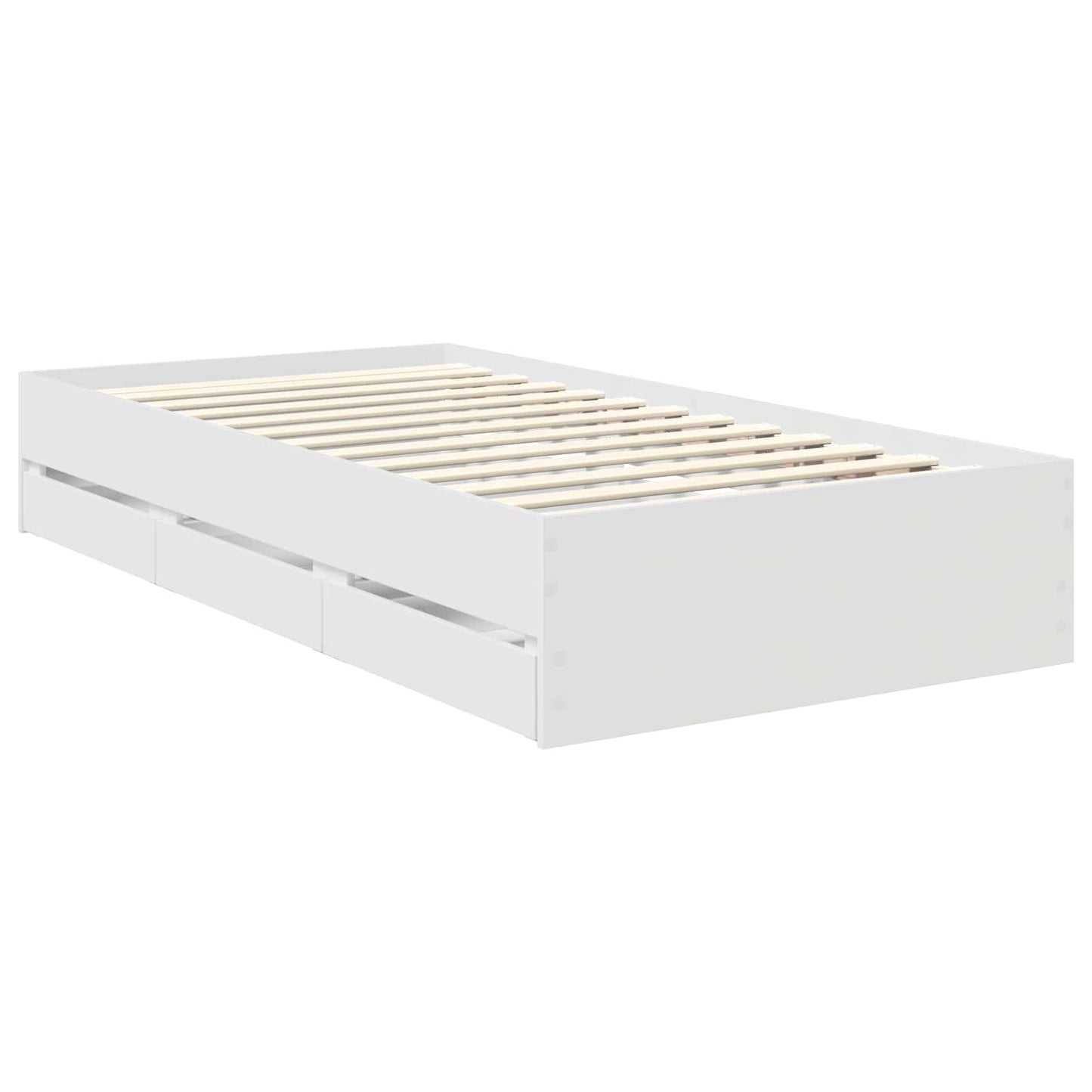 Bed Frame with Drawer White 90 x 200 cm Engineered Wood