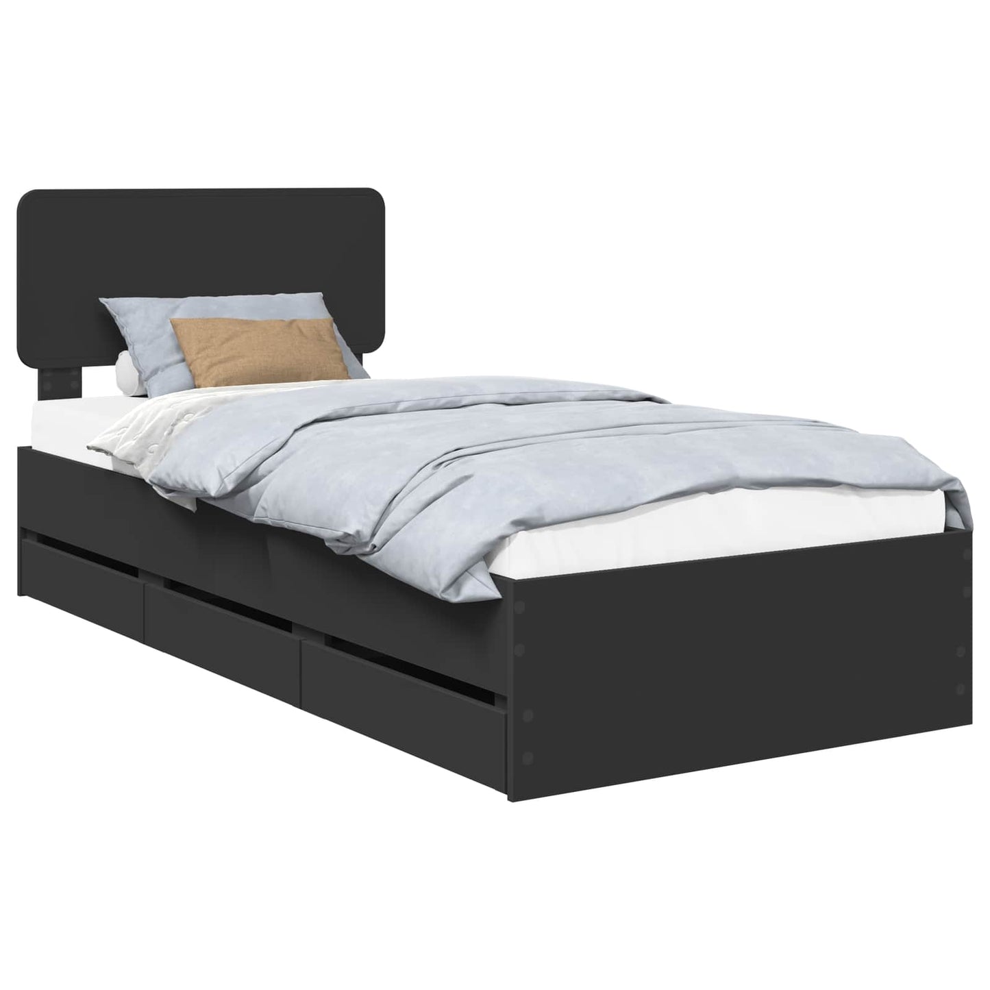 Bed Frame with Drawer Black 90 x 200 cm Engineered Wood