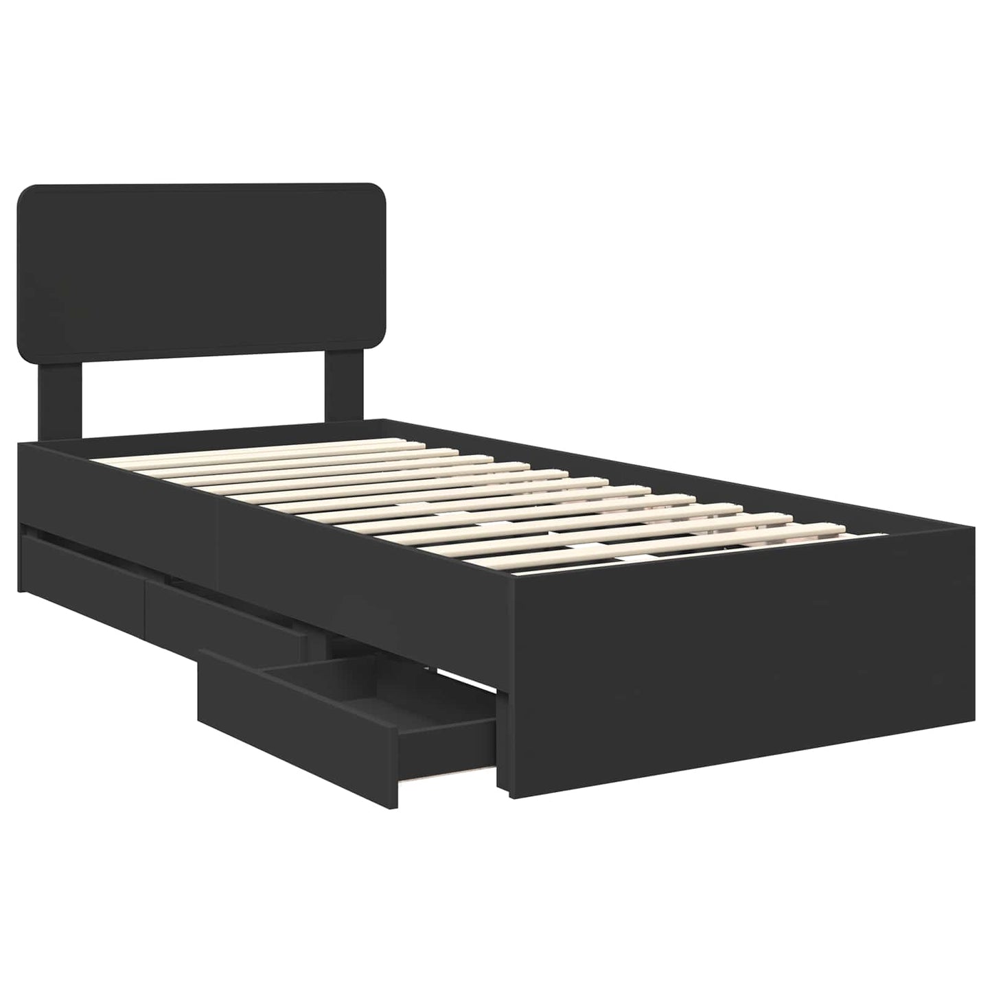 Bed Frame with Drawer Black 90 x 200 cm Engineered Wood