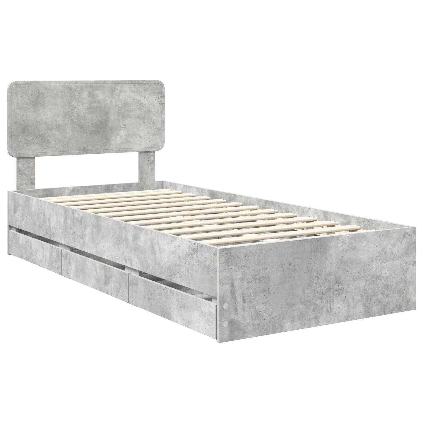 Bed Frame with Drawer Concrete Grey 90 x 200 cm Engineered Wood