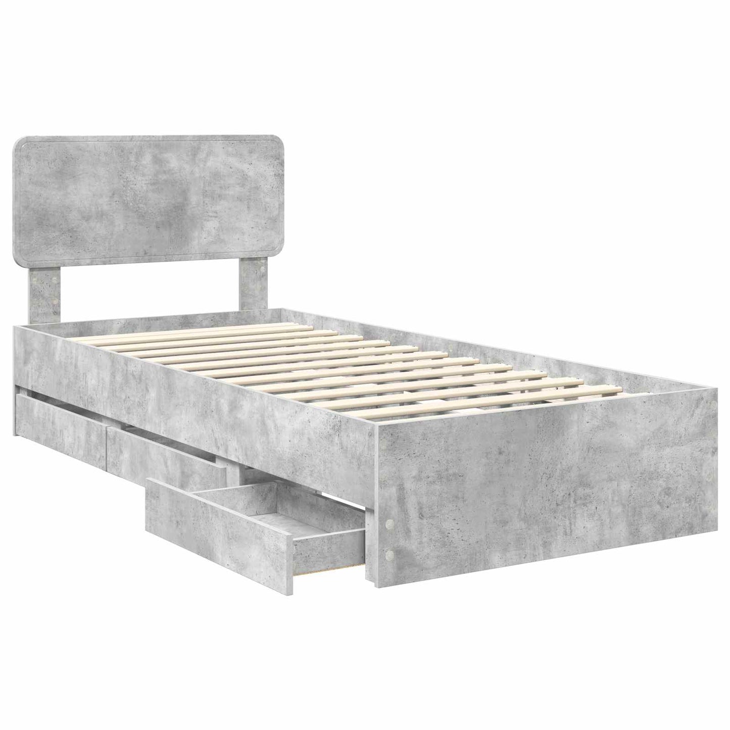 Bed Frame with Drawer Concrete Grey 90 x 200 cm Engineered Wood