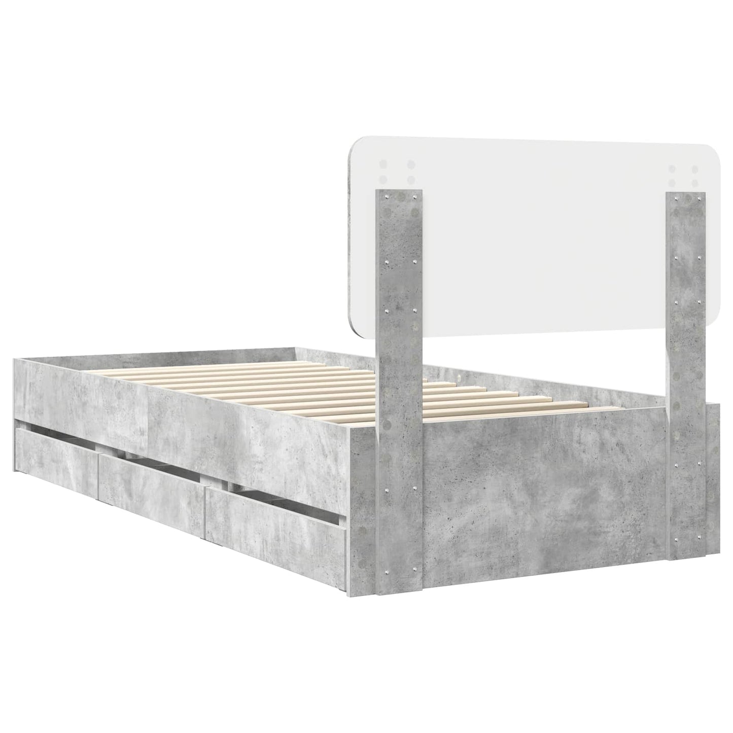 Bed Frame with Drawer Concrete Grey 90 x 200 cm Engineered Wood