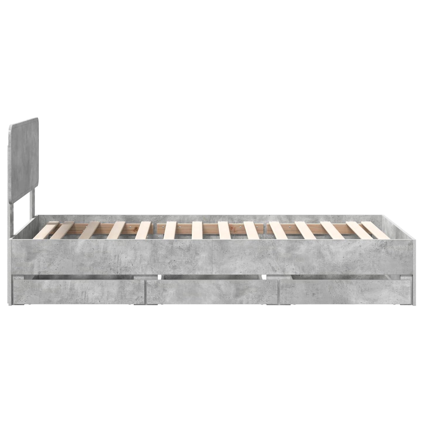 Bed Frame with Drawer Concrete Grey 90 x 200 cm Engineered Wood