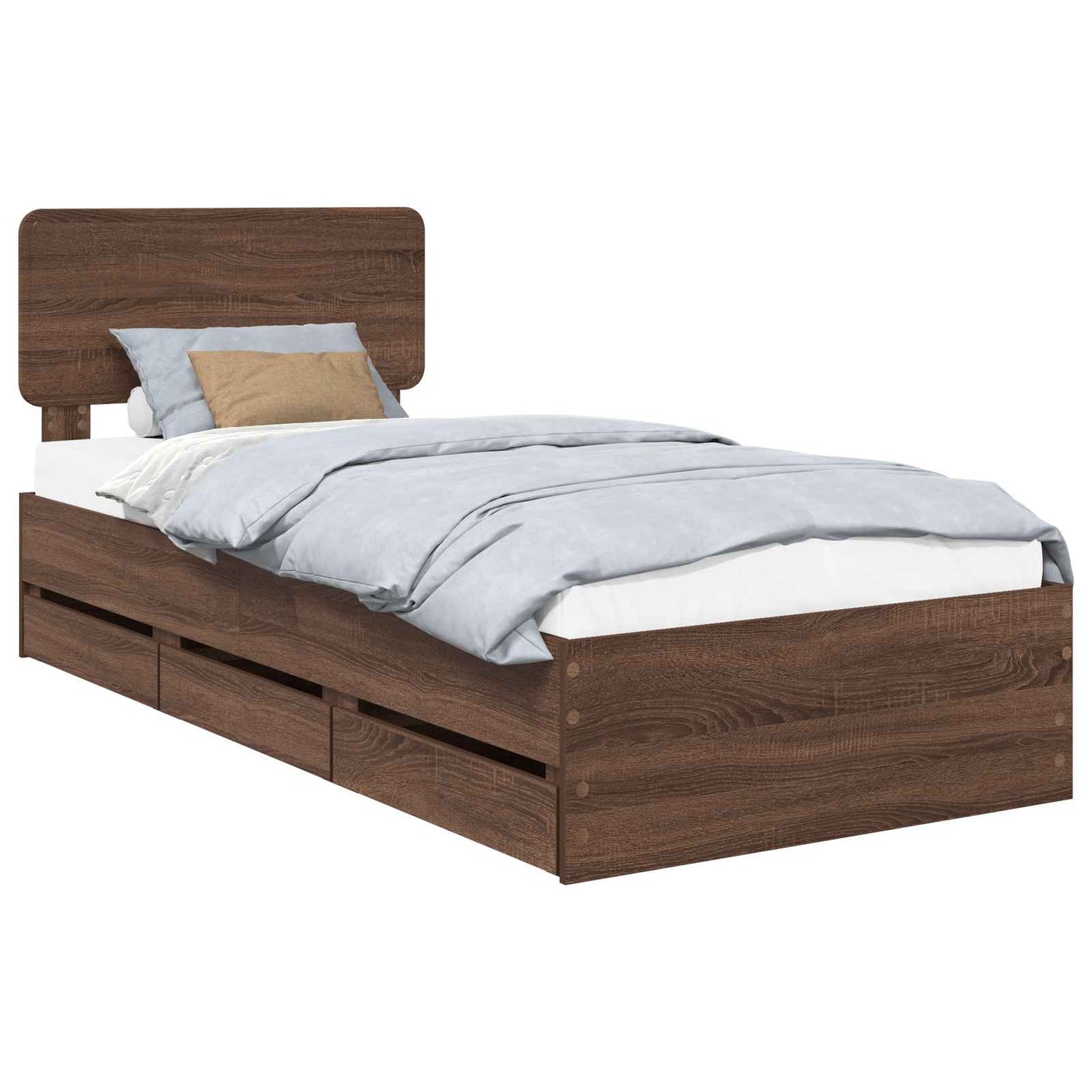 Bed Frame with Drawer Brown Oak 90 x 200 cm Engineered Wood