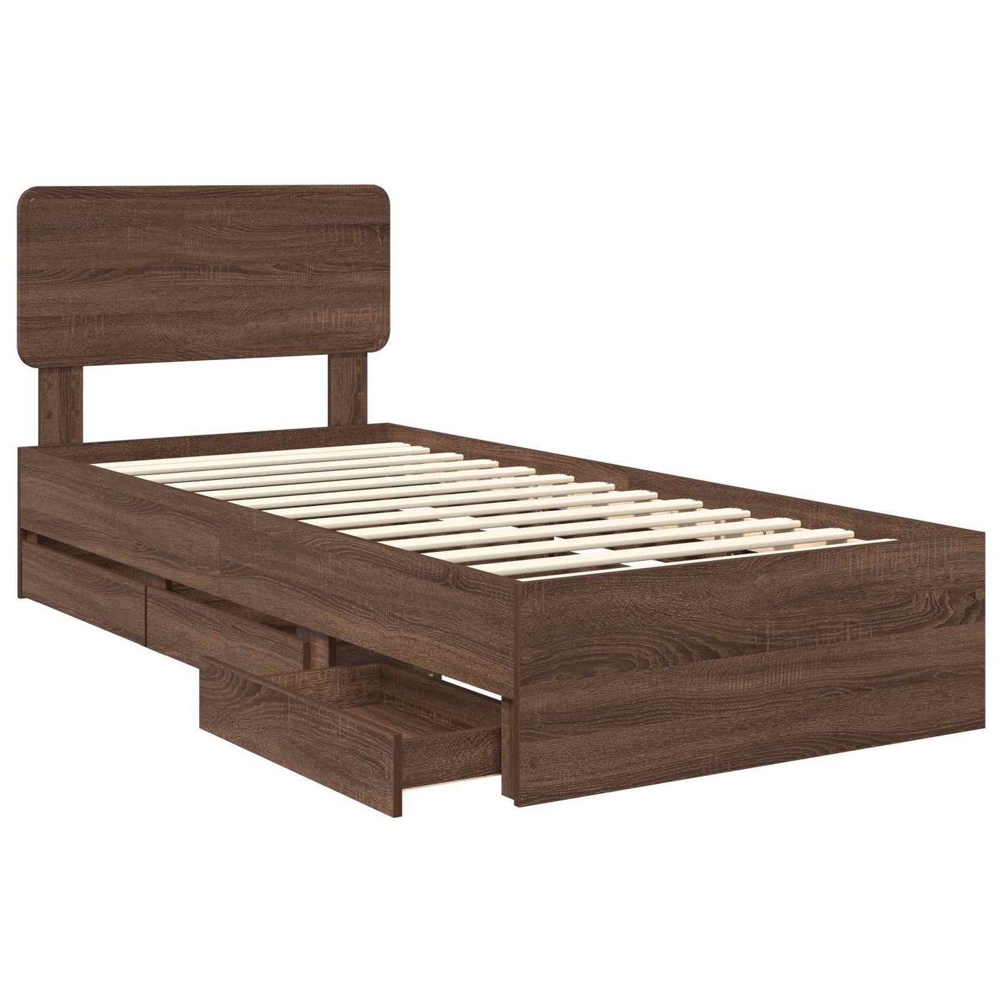 Bed Frame with Drawer Brown Oak 90 x 200 cm Engineered Wood