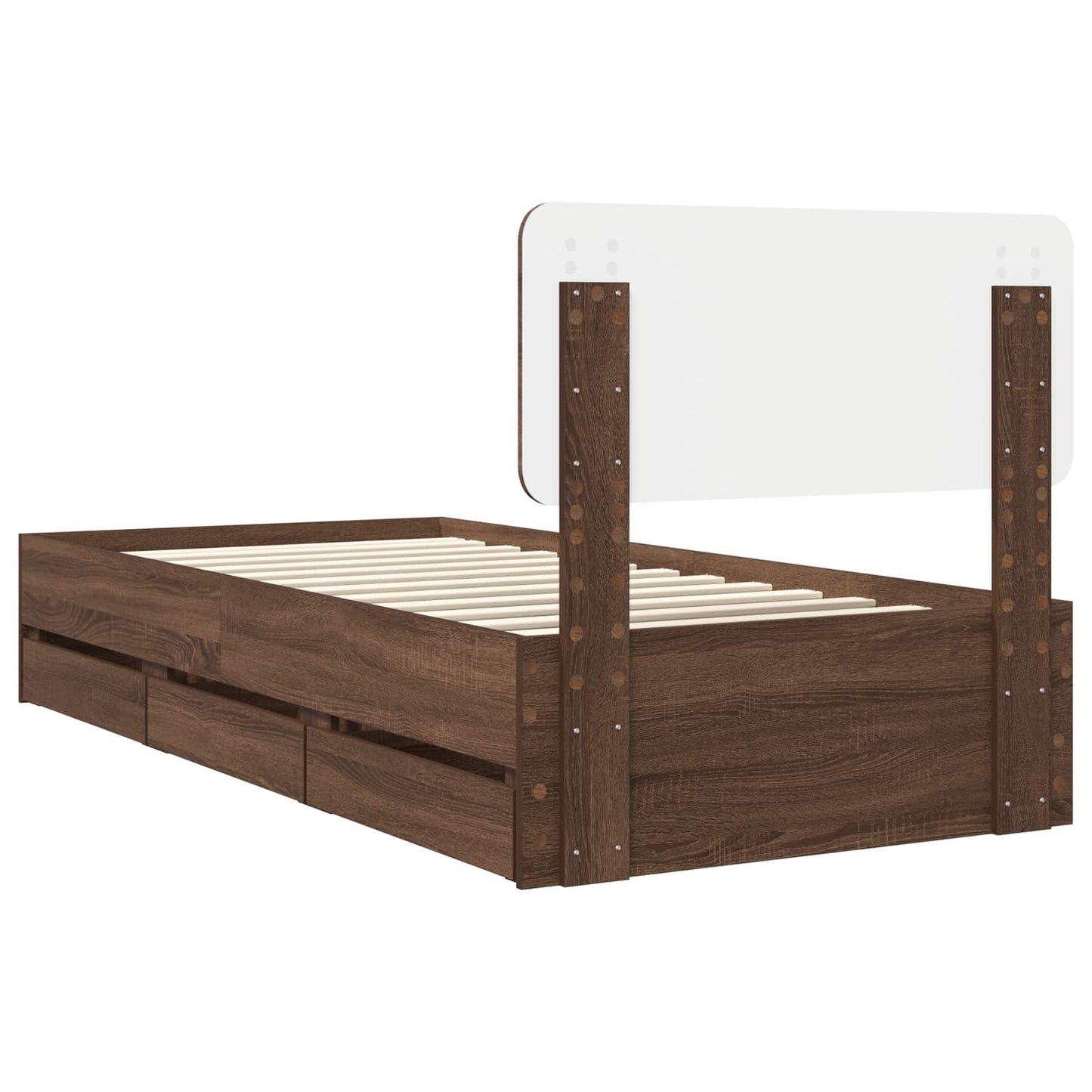 Bed Frame with Drawer Brown Oak 90 x 200 cm Engineered Wood