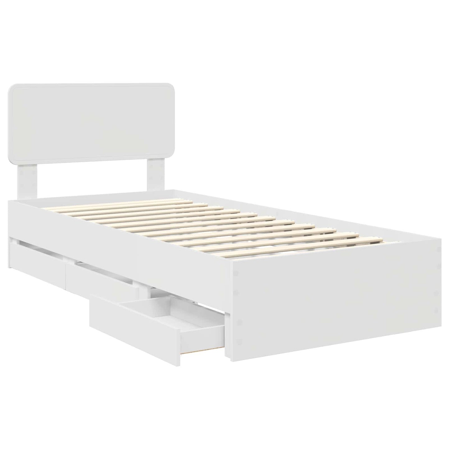 Bed Frame with Drawer White 90 x 190 cm Engineered Wood