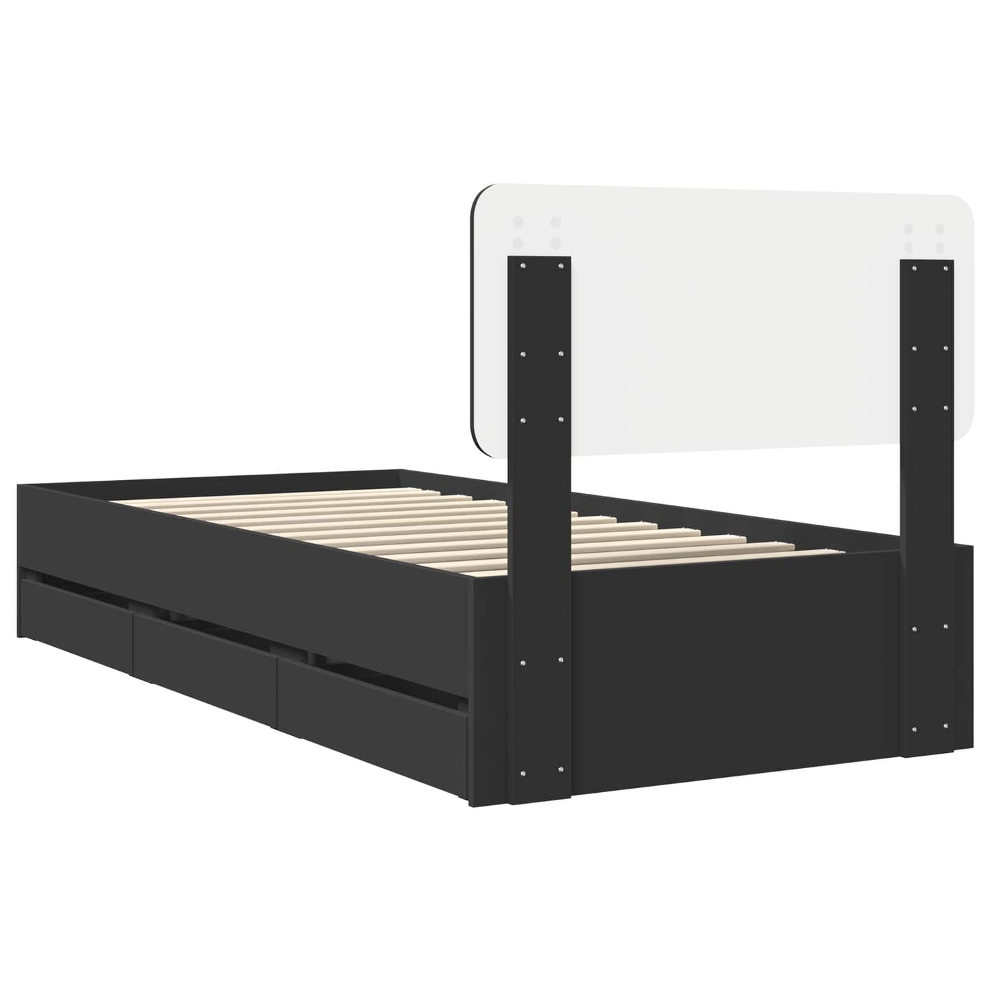 Bed Frame with Drawer Black 90 x 190 cm Engineered Wood