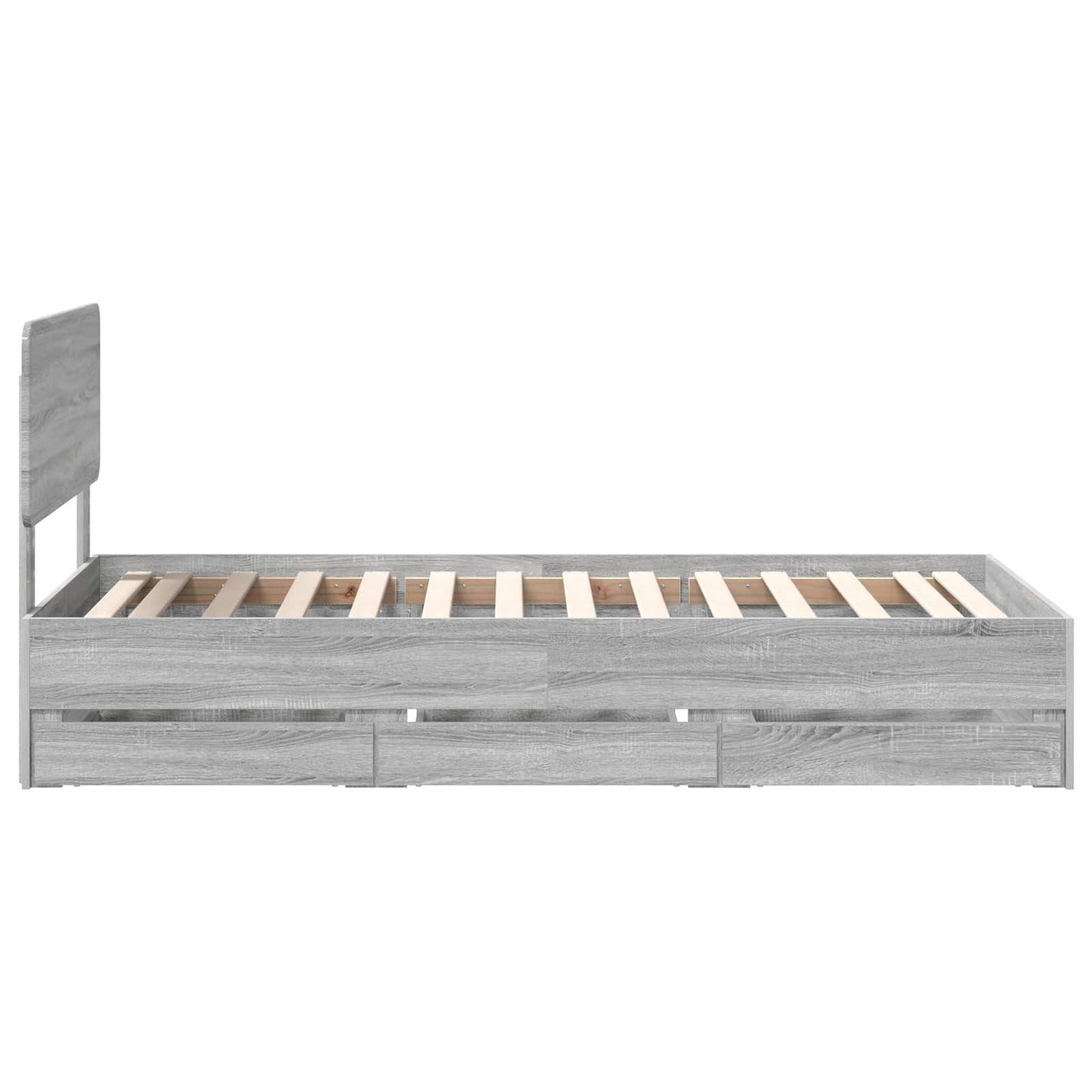 Bed Frame with Drawer Grey Sonoma 90 x 190 cm Engineered Wood