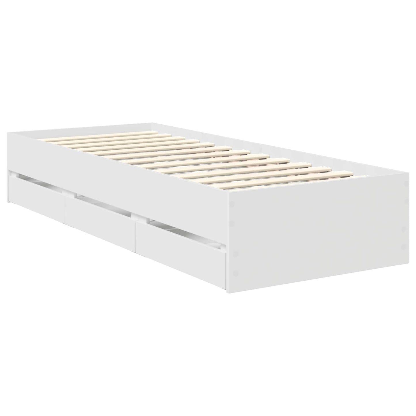 Bed Frame with Drawer White 75 x 190 cm Engineered Wood