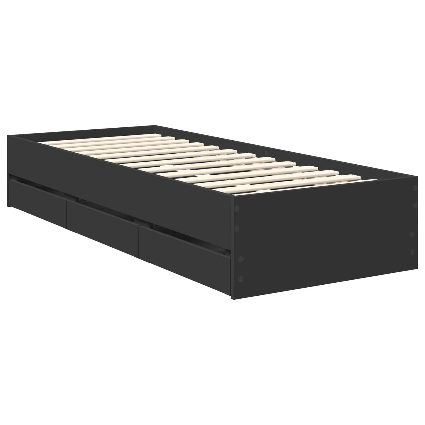 Bed Frame with Drawer Black 75 x 190 cm Engineered Wood