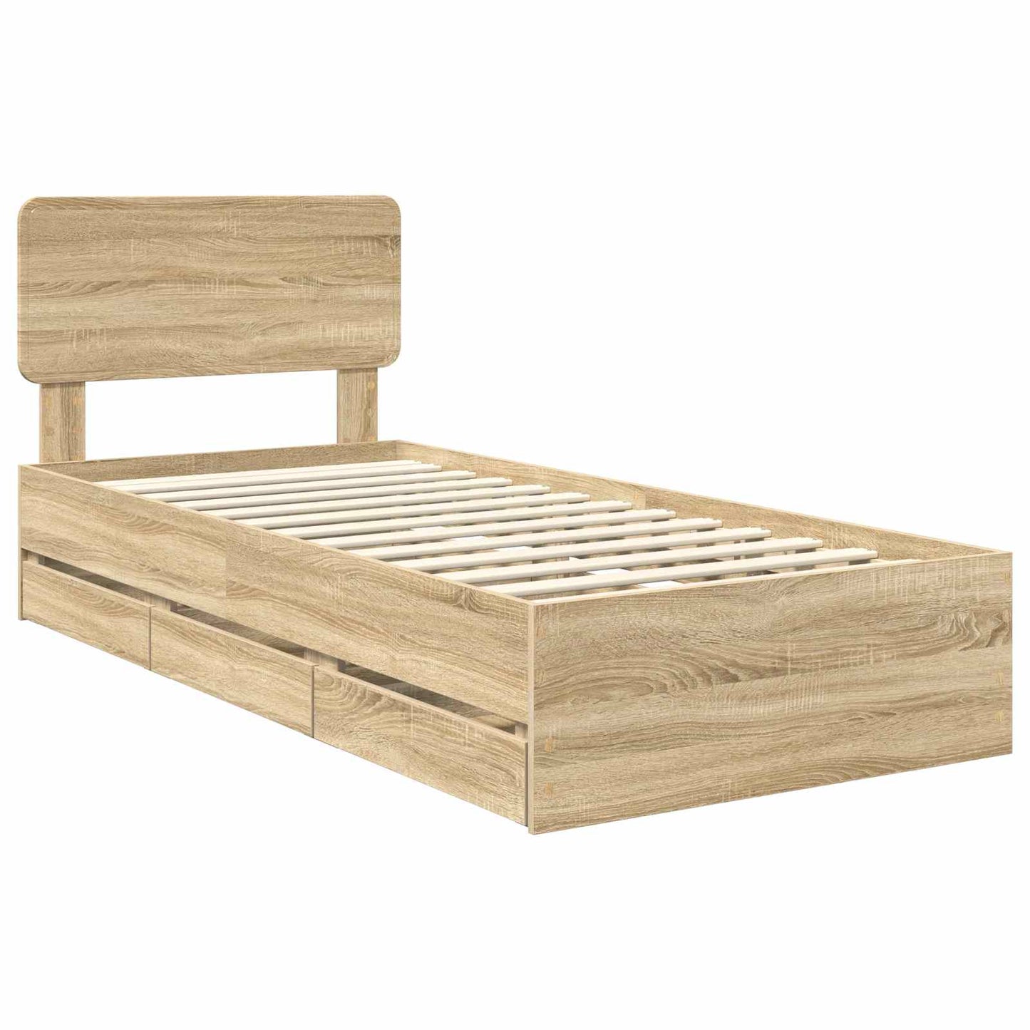 Bed Frame with Drawer Sonoma Oak 75 x 190 cm Engineered Wood