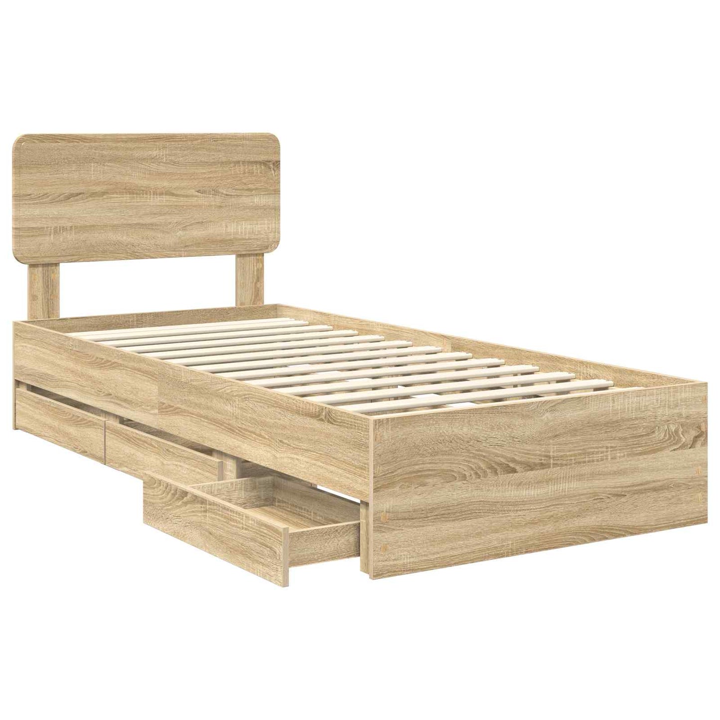 Bed Frame with Drawer Sonoma Oak 75 x 190 cm Engineered Wood