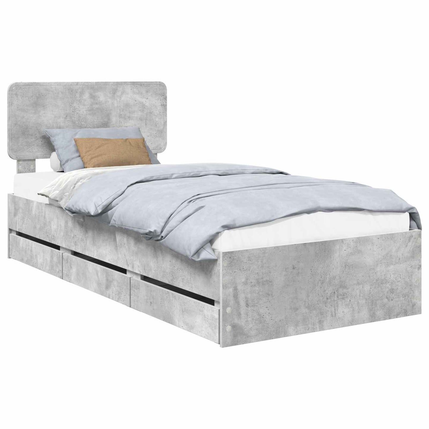 Bed Frame with Drawer Concrete Grey 75 x 190 cm Engineered Wood