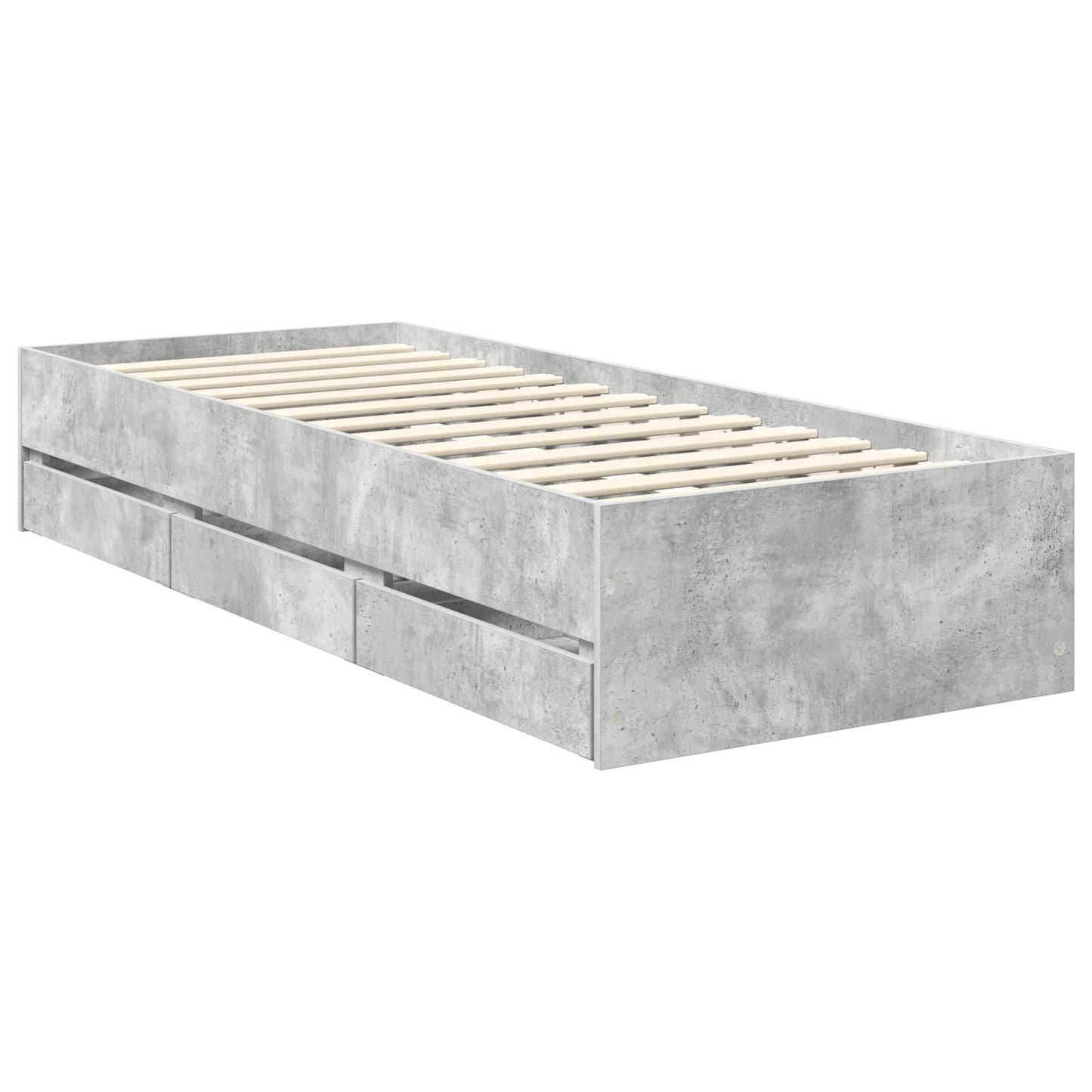 Bed Frame with Drawer Concrete Grey 75 x 190 cm Engineered Wood