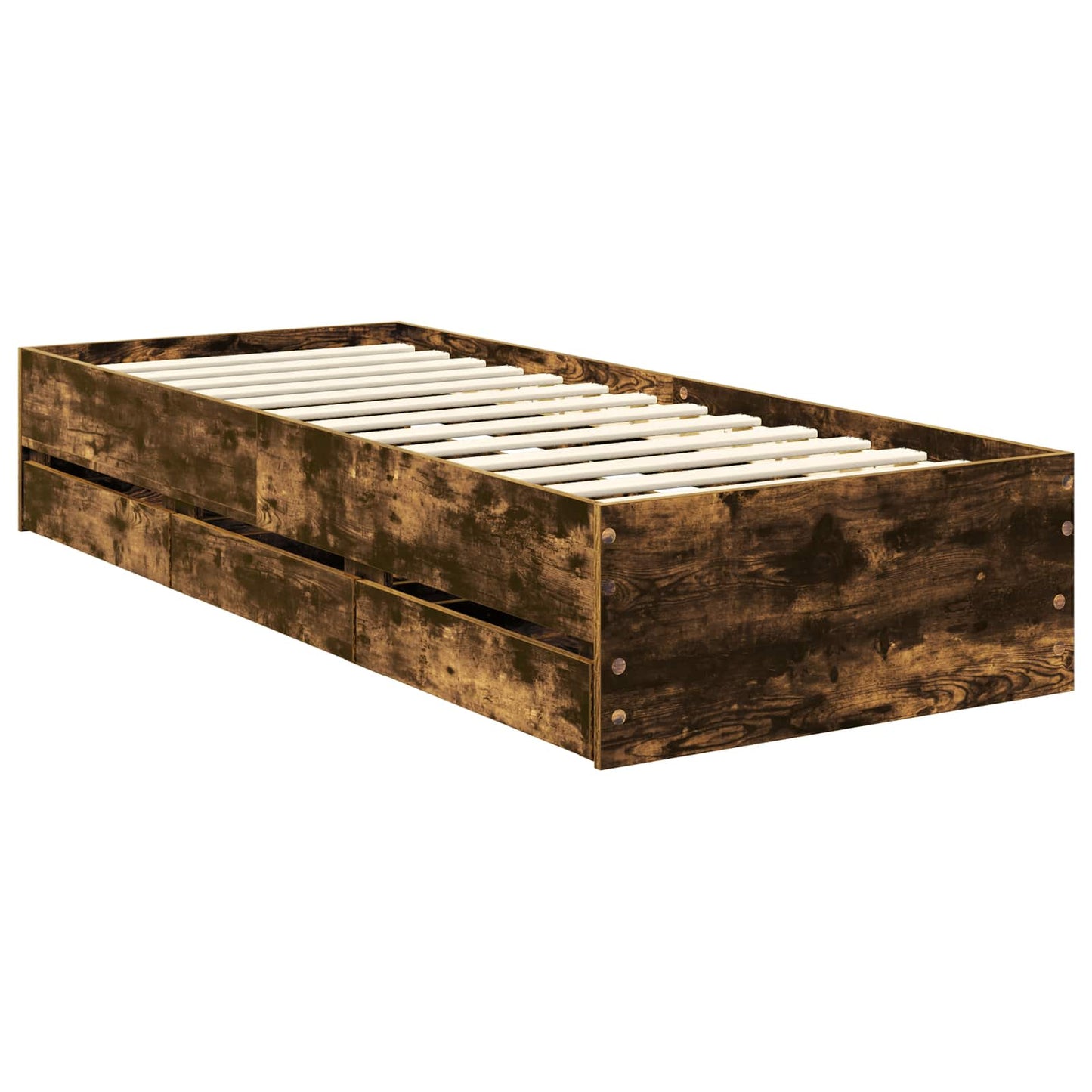 Bed Frame with Drawer Smoked Oak 75 x 190 cm Engineered Wood