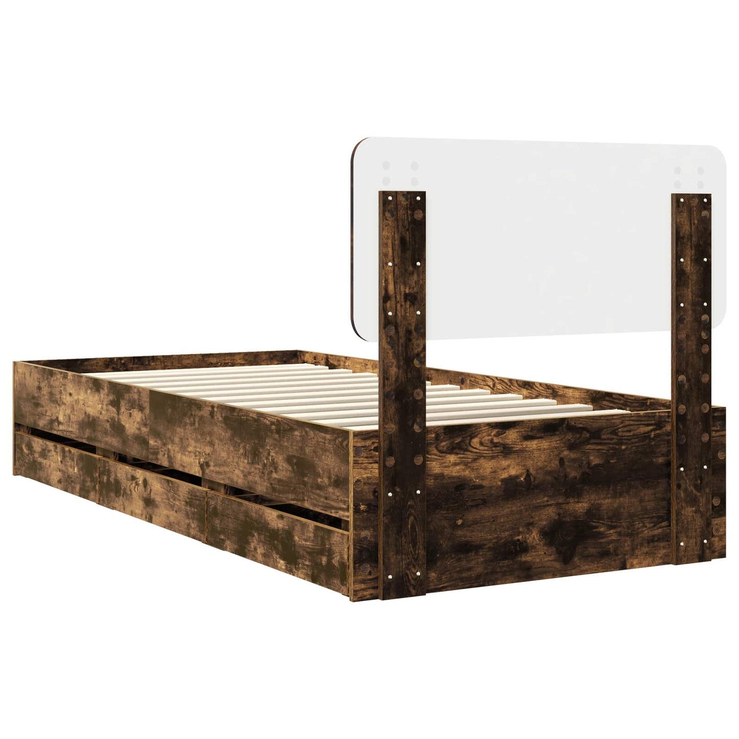 Bed Frame with Drawer Smoked Oak 75 x 190 cm Engineered Wood