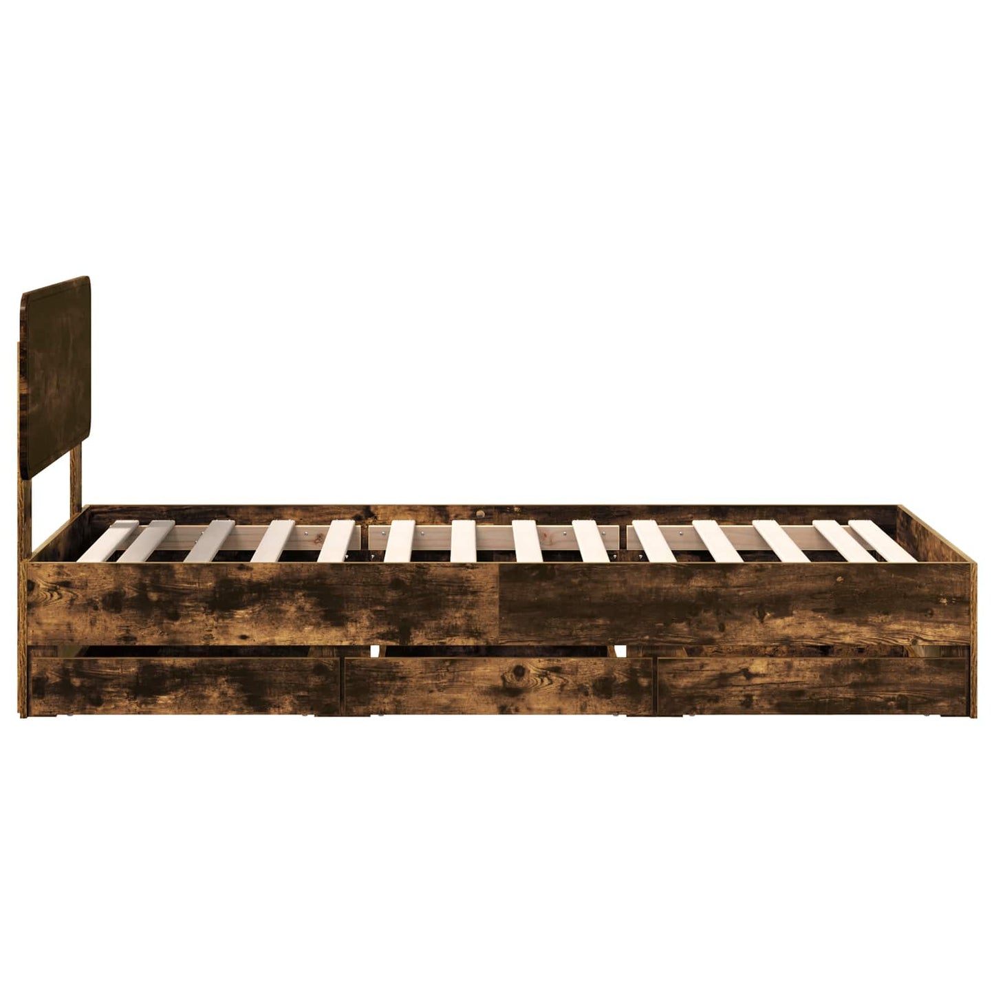 Bed Frame with Drawer Smoked Oak 75 x 190 cm Engineered Wood