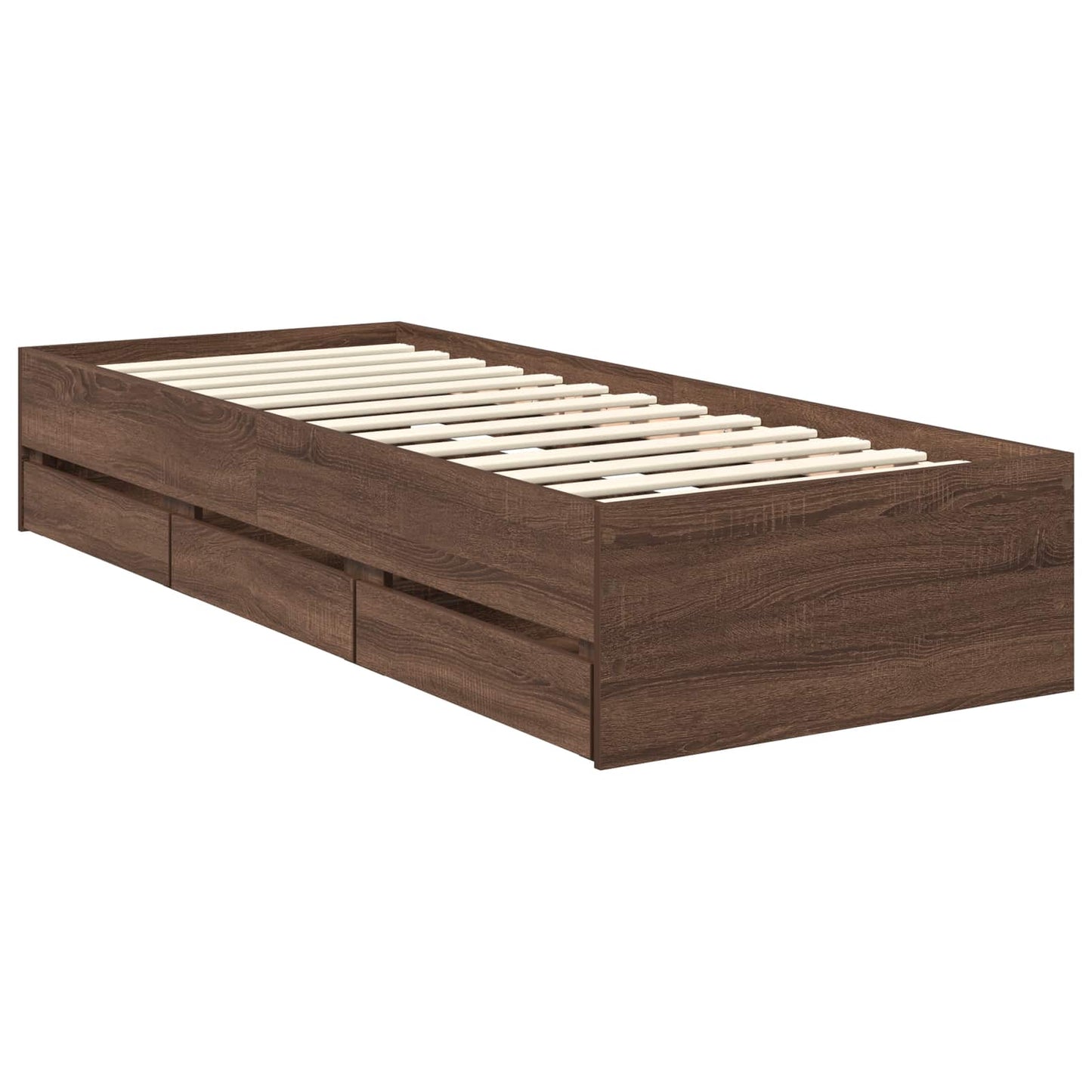 Bed Frame with Drawer Brown Oak 75 x 190 cm Engineered Wood