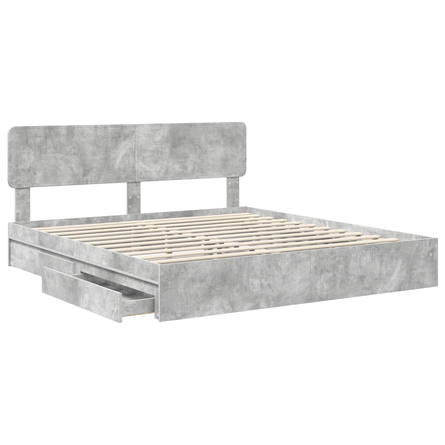 Storage Bed Concrete Grey 200 x 200 cm Engineered Wood