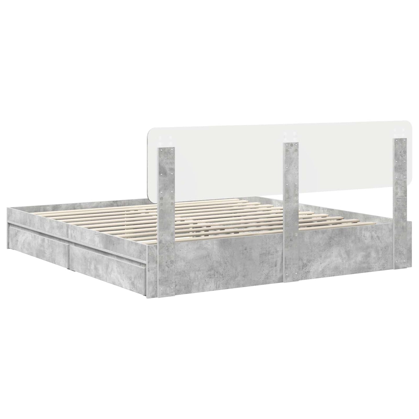 Storage Bed Concrete Grey 200 x 200 cm Engineered Wood