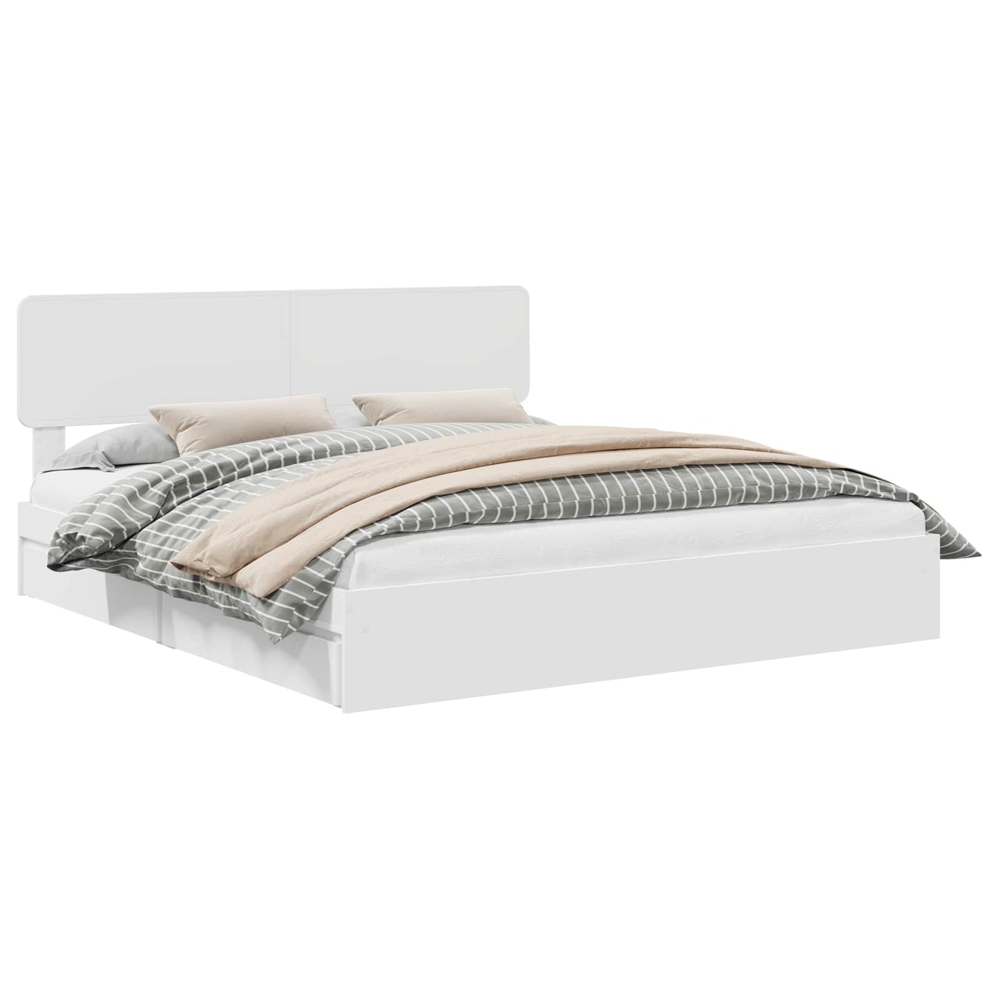 Storage Bed with Headboard White 180 x 200 cm Engineered Wood