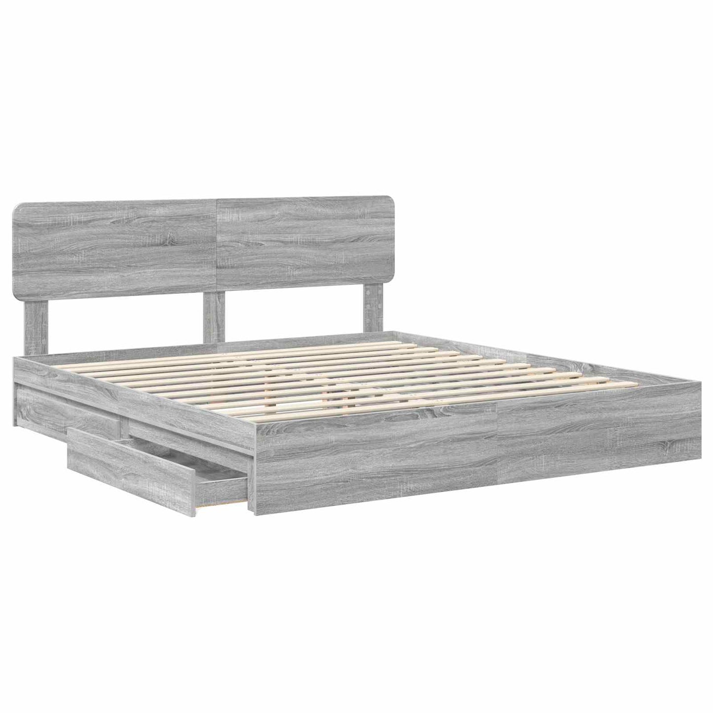 Storage Bed Grey Sonoma 180 x 200 cm Engineered Wood