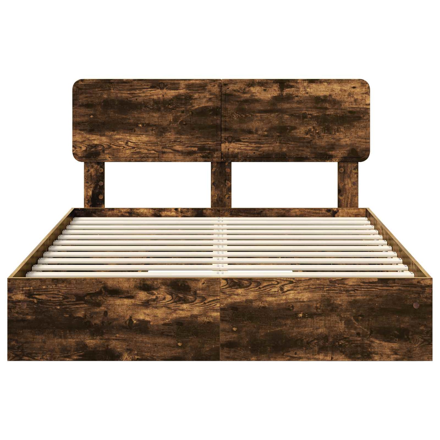 Storage Bed with Drawer Smoked Oak 160 x 200 cm Engineered Wood