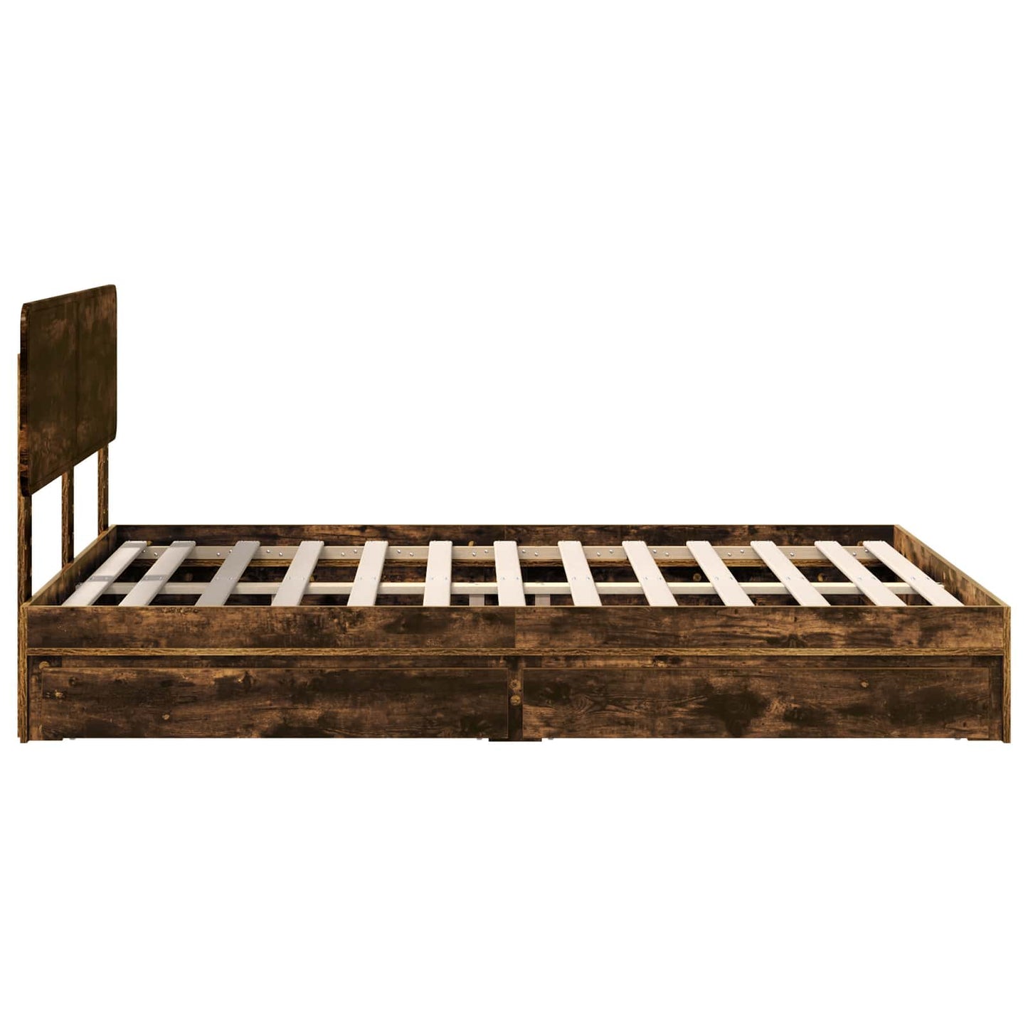 Storage Bed with Drawer Smoked Oak 160 x 200 cm Engineered Wood