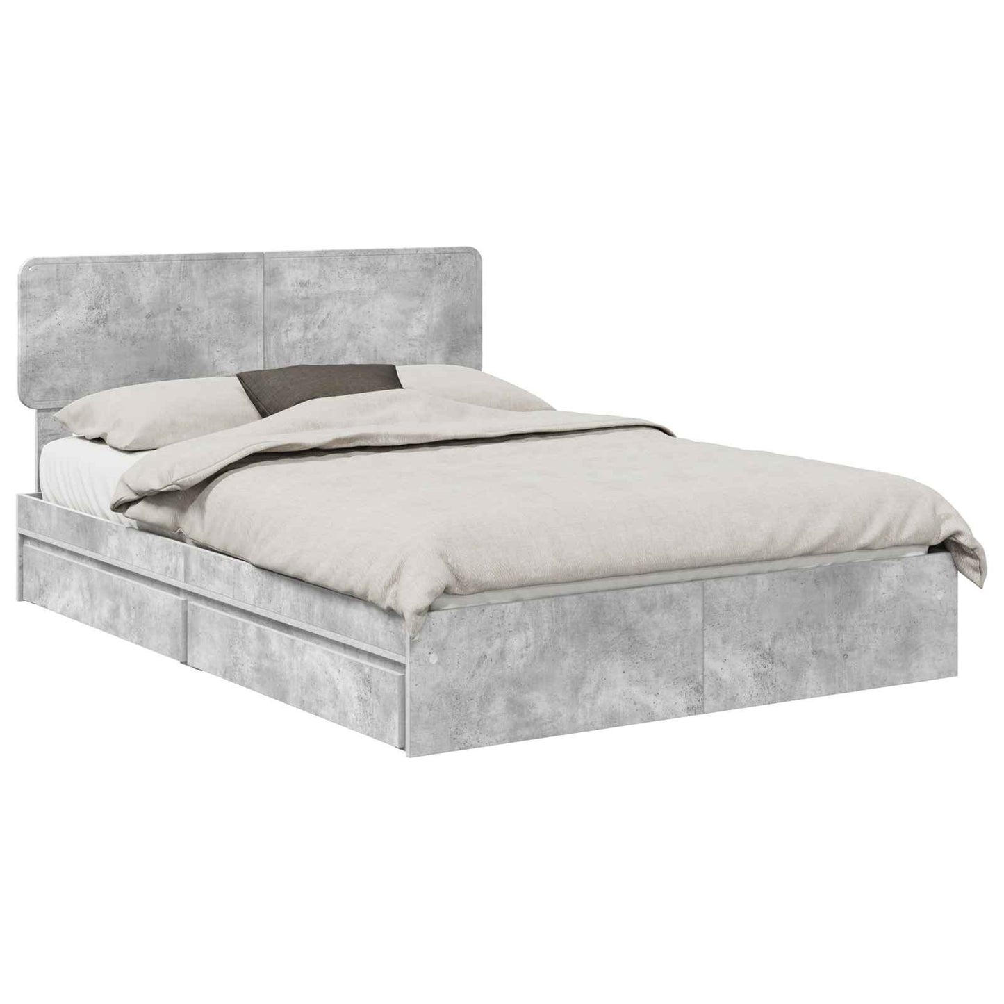 Storage Bed Concrete Grey 150 x 200 cm Engineered Wood