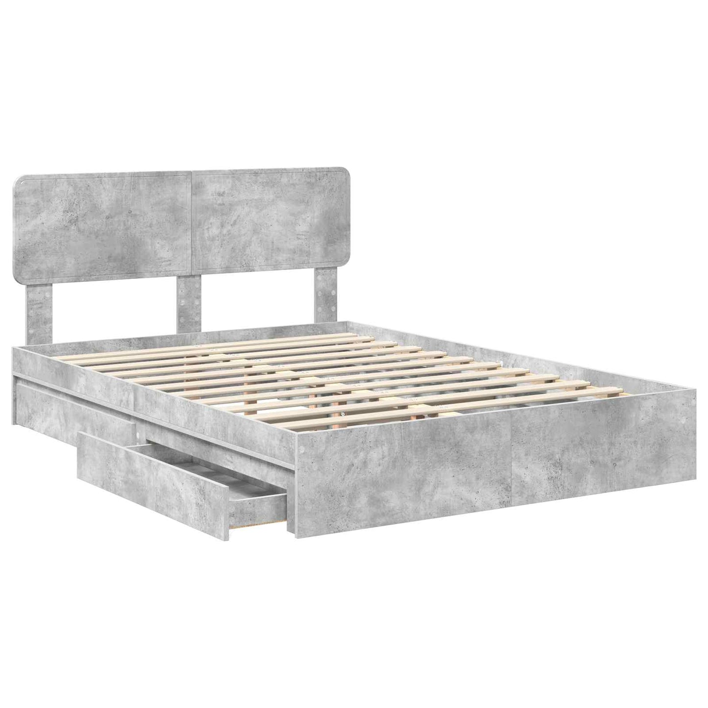 Storage Bed Concrete Grey 150 x 200 cm Engineered Wood