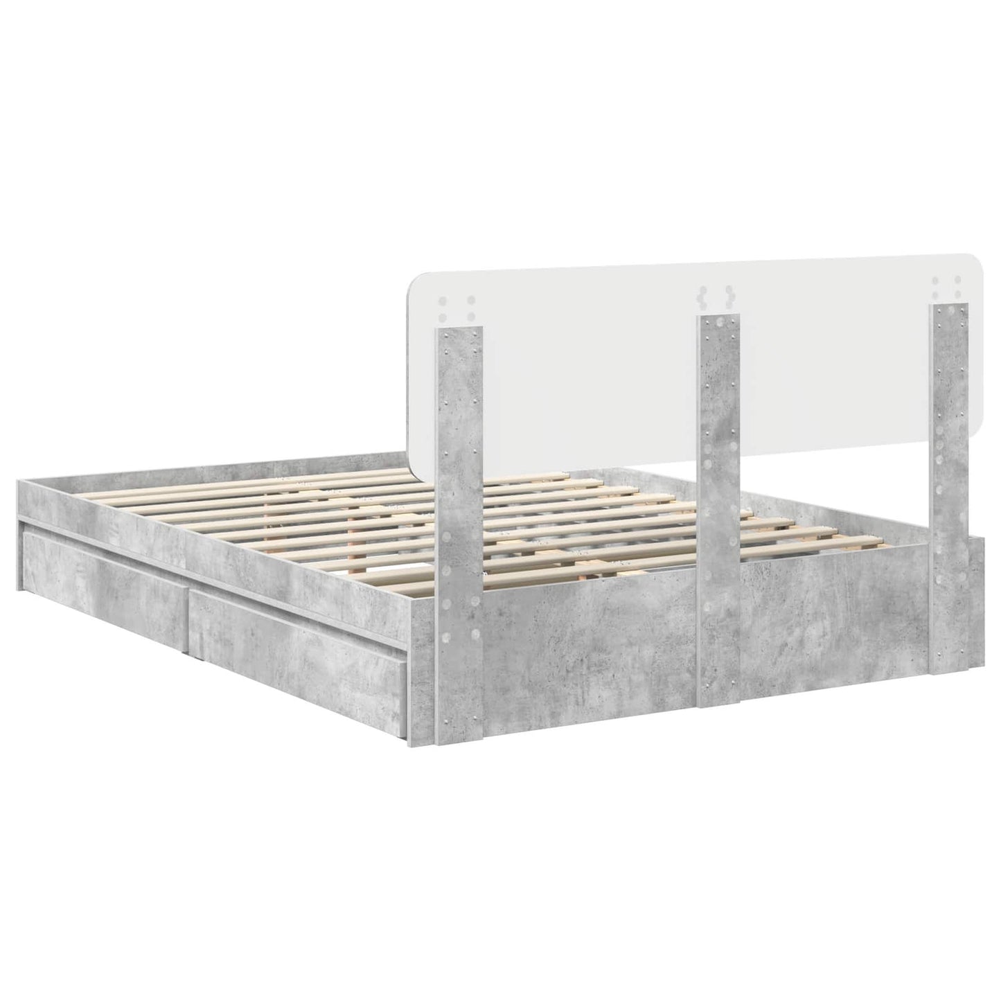 Storage Bed Concrete Grey 150 x 200 cm Engineered Wood