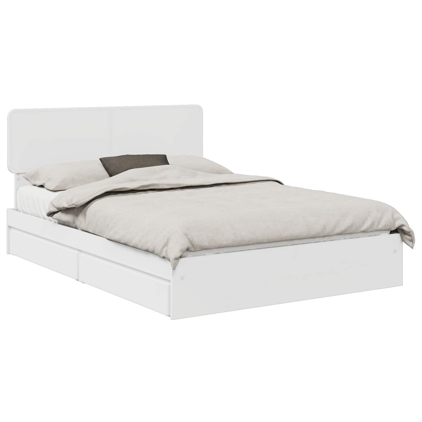 Storage Bed with Headboard White 140 x 200 cm Engineered Wood