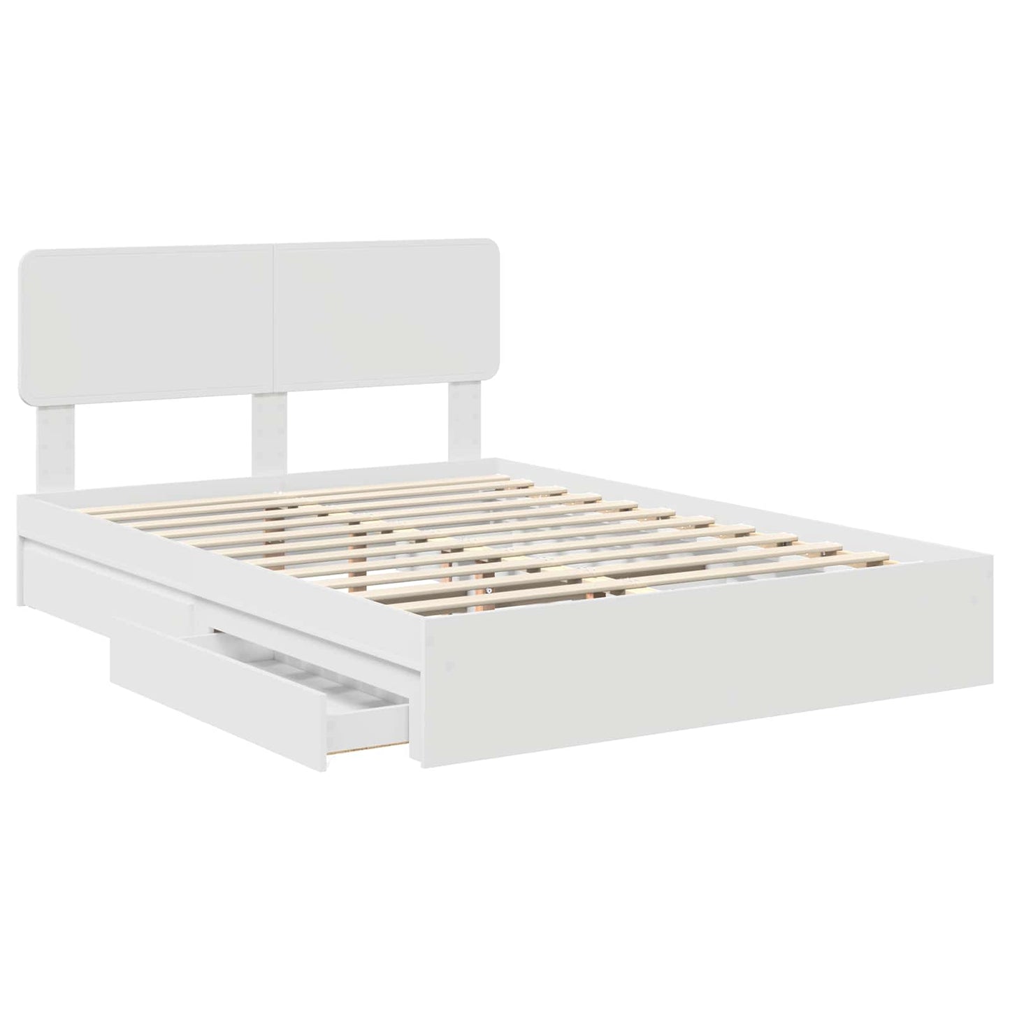 Storage Bed with Headboard White 140 x 200 cm Engineered Wood