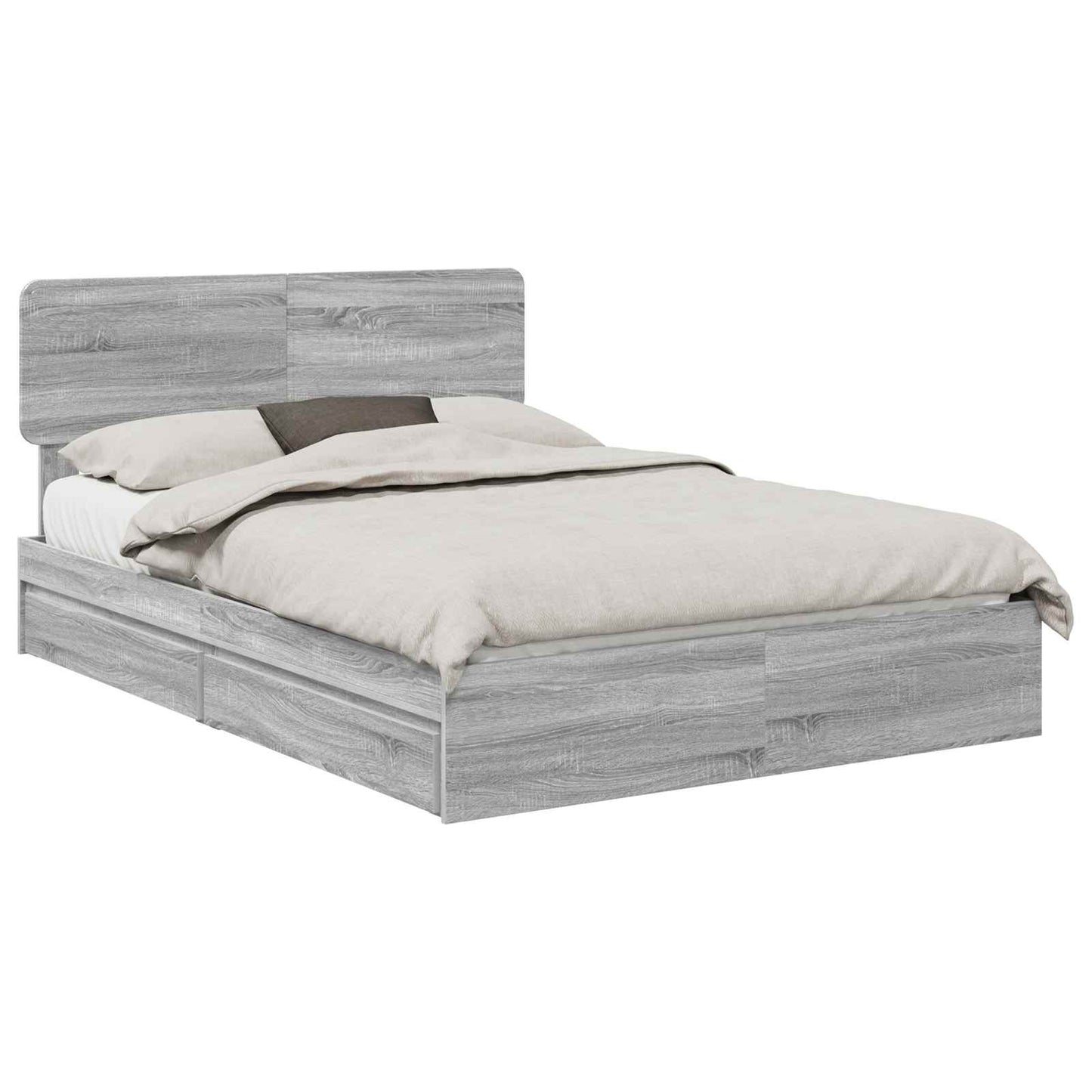 Storage Bed Grey Sonoma 140 x 200 cm Engineered Wood