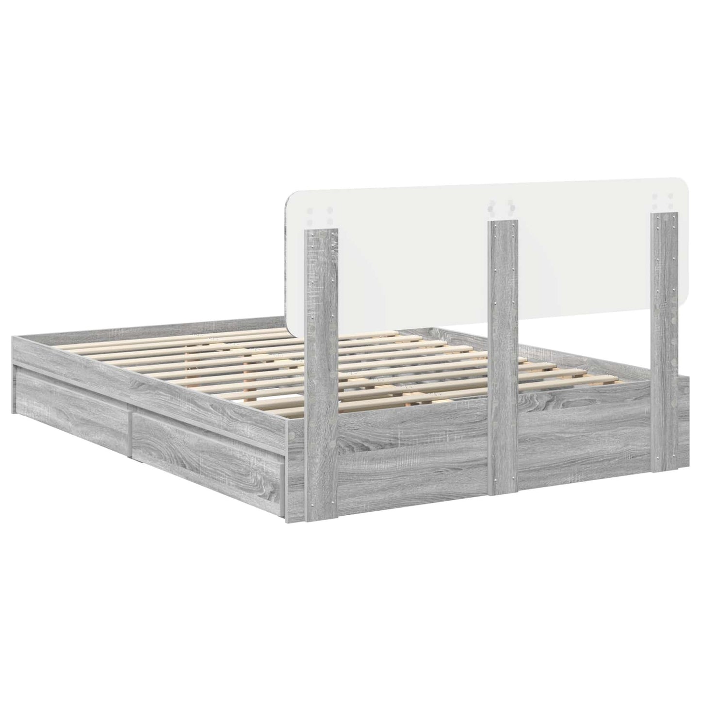 Storage Bed Grey Sonoma 140 x 200 cm Engineered Wood